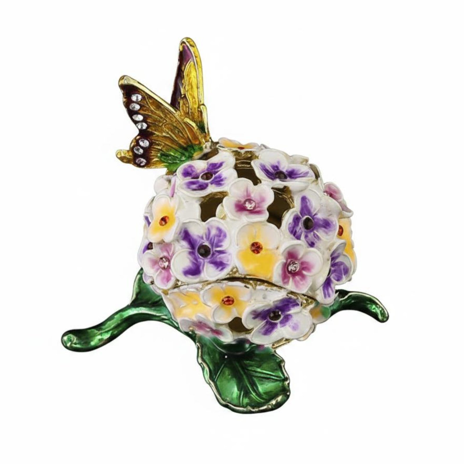 Butterfly Trinket Box Handmade Enamel Keepsake Box Presentable Hinged Jewelry Organizer for Display, Vanity