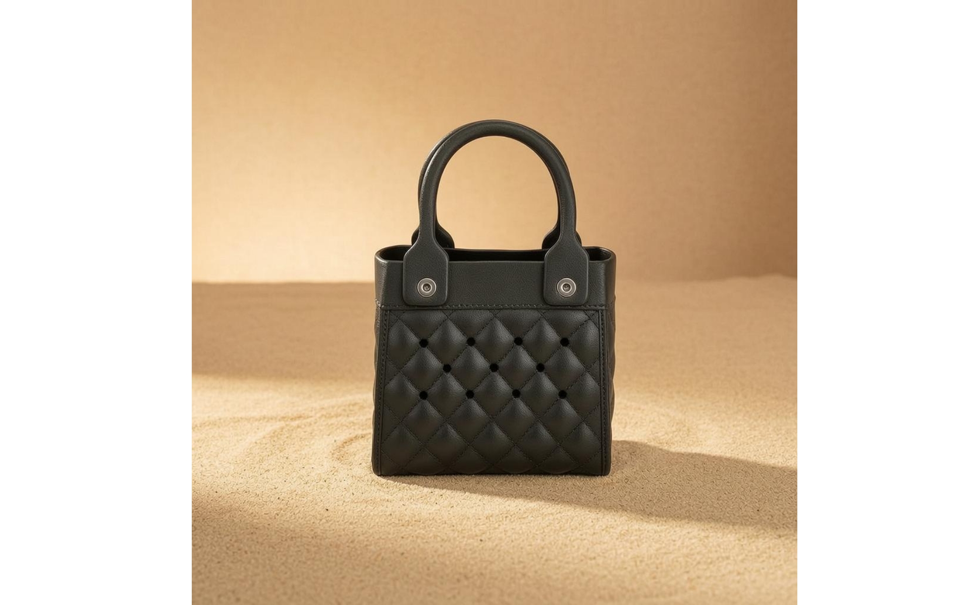 Quilted Tote Handbag Cutout Feature uncoveredTop Tote Handbag Reinforced Side