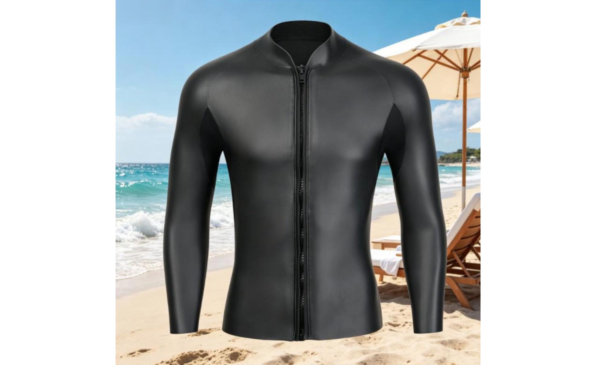 3mm Neoprene Wetsuit Top Glossy Skin Finish Long Sleeve Neoprene Top for Surfing