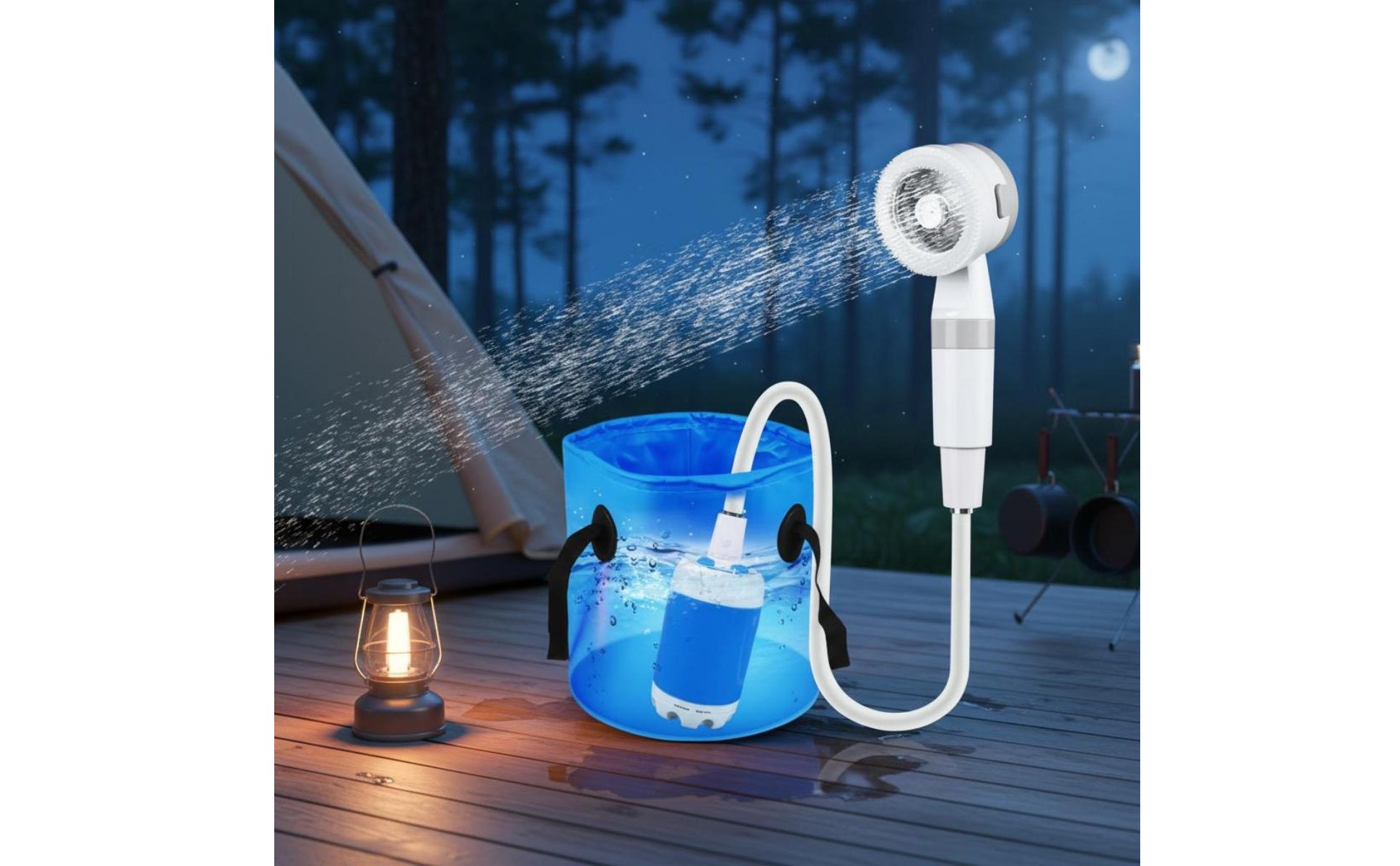 Battery Shower Pump Rechargeable Mobile Shower Head Easy to Install for Students