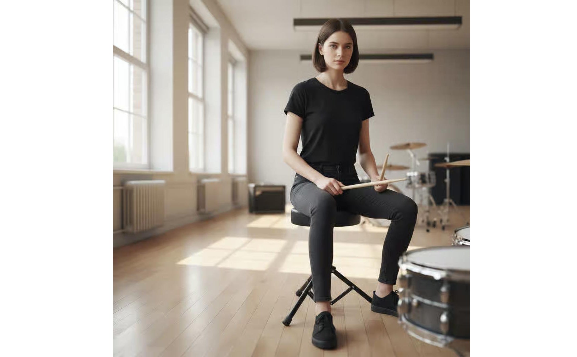 Electronic Drum Stool Rotatable Rotating Drum Seat Comfortable Cushion for Stage