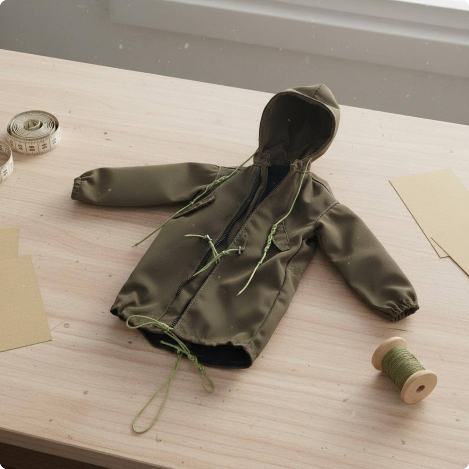 1/6 Doll Jacket Loose Fit Mini Hooded Coat Workwear Design for Photo