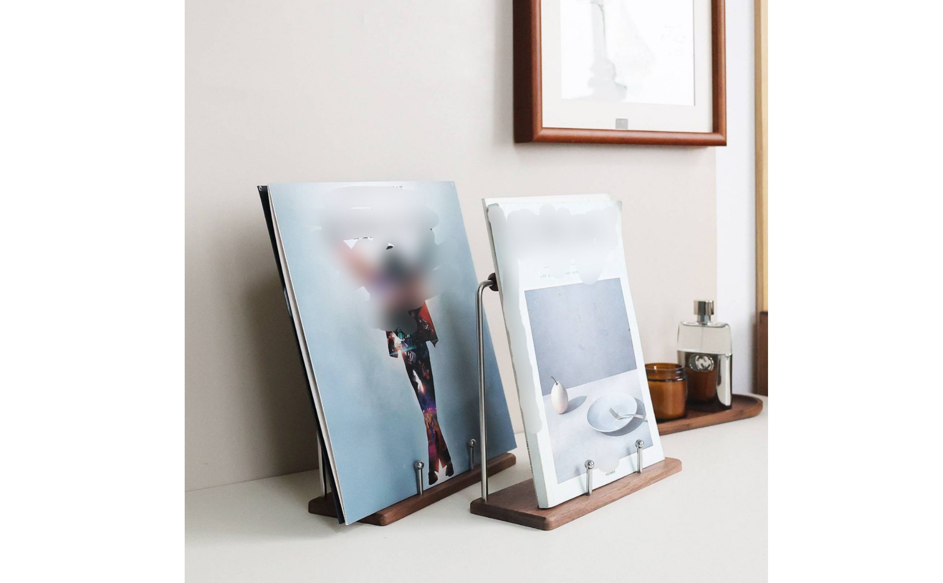 Vinyl LP Stand Sturdy Wood Vinyl LP Holder Walnut Finish for Living Room