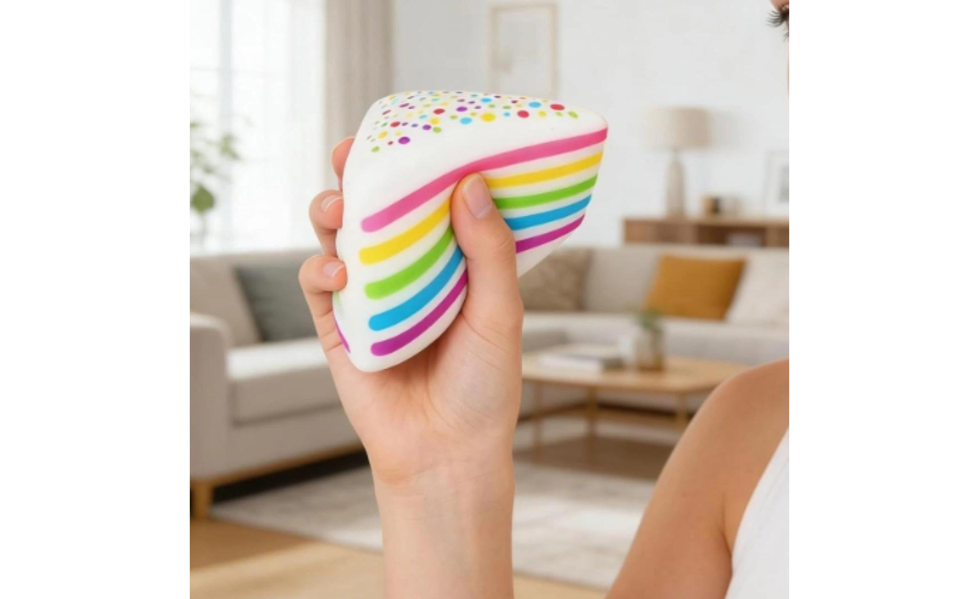Rainbow Cake Squishy Multicolored Dots Cake Squishy Soft
