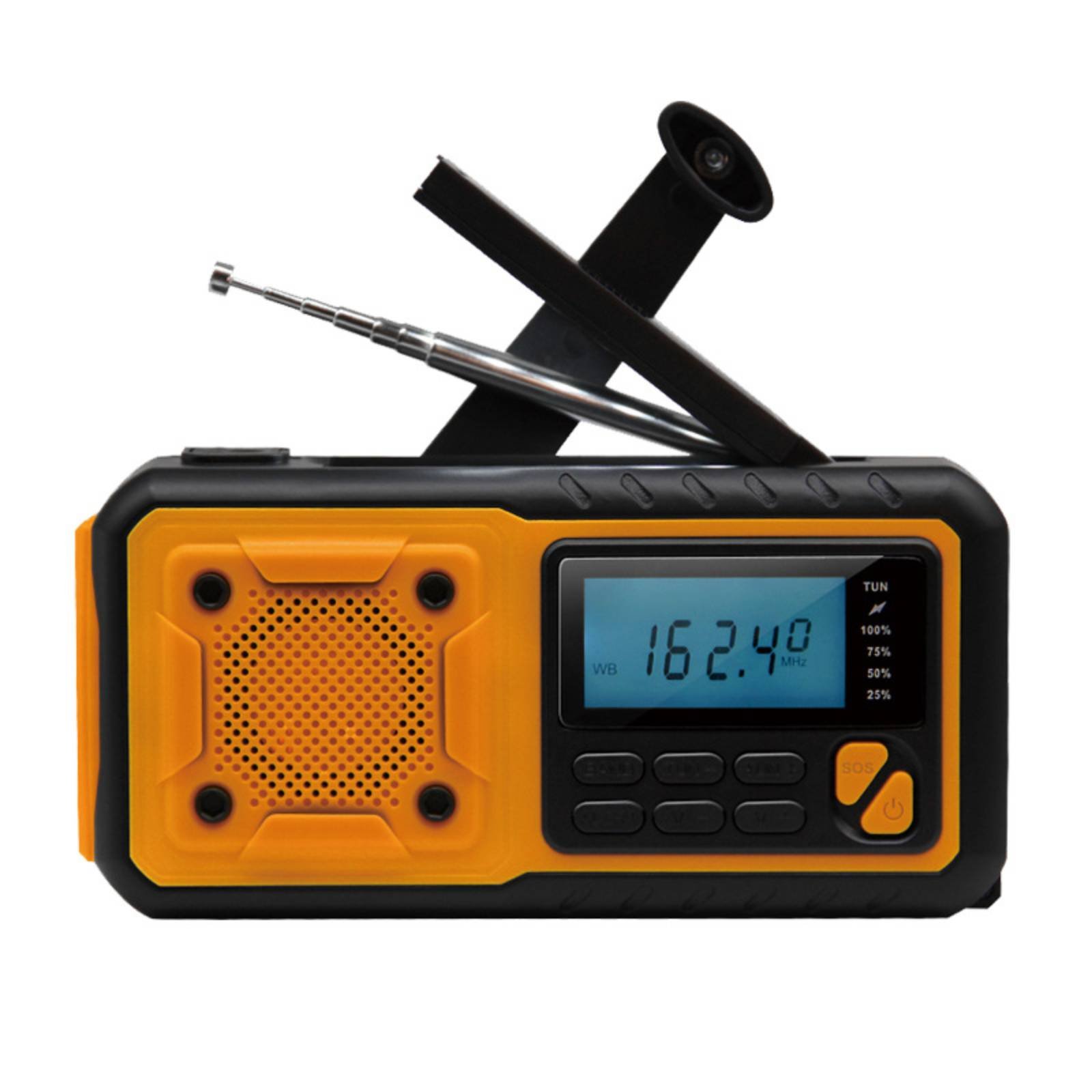 Solar Crank Radio Power Bank Meteorological Warning Radio SOS Alarm Device for Survivalists