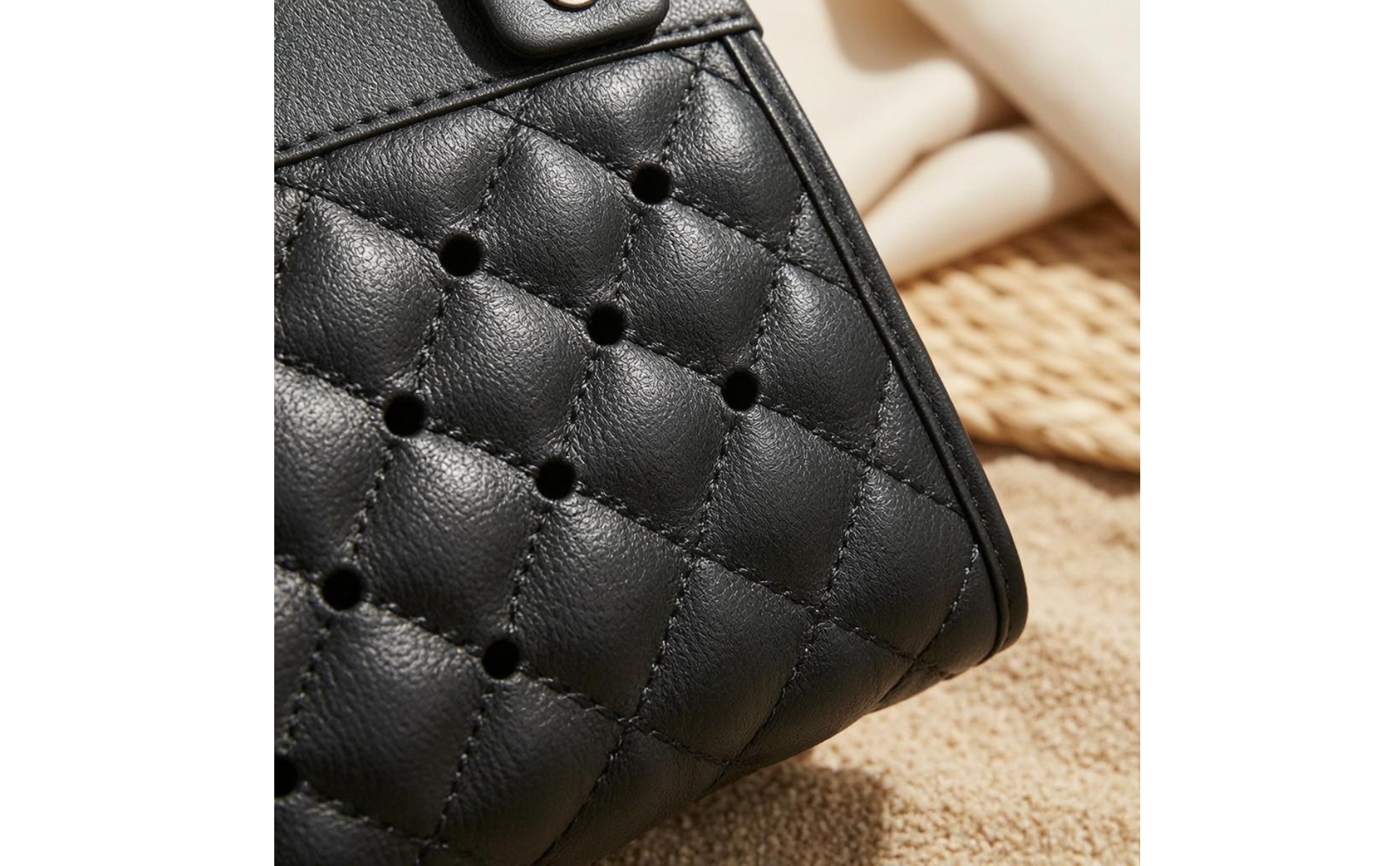 Quilted Tote Handbag Cutout Feature uncoveredTop Tote Handbag Reinforced Side