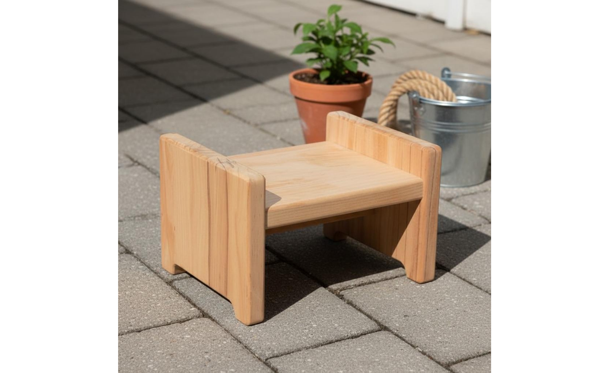 Wooden Box Stool Solid Wood Rectangular Wooden Stool Rounded Edges