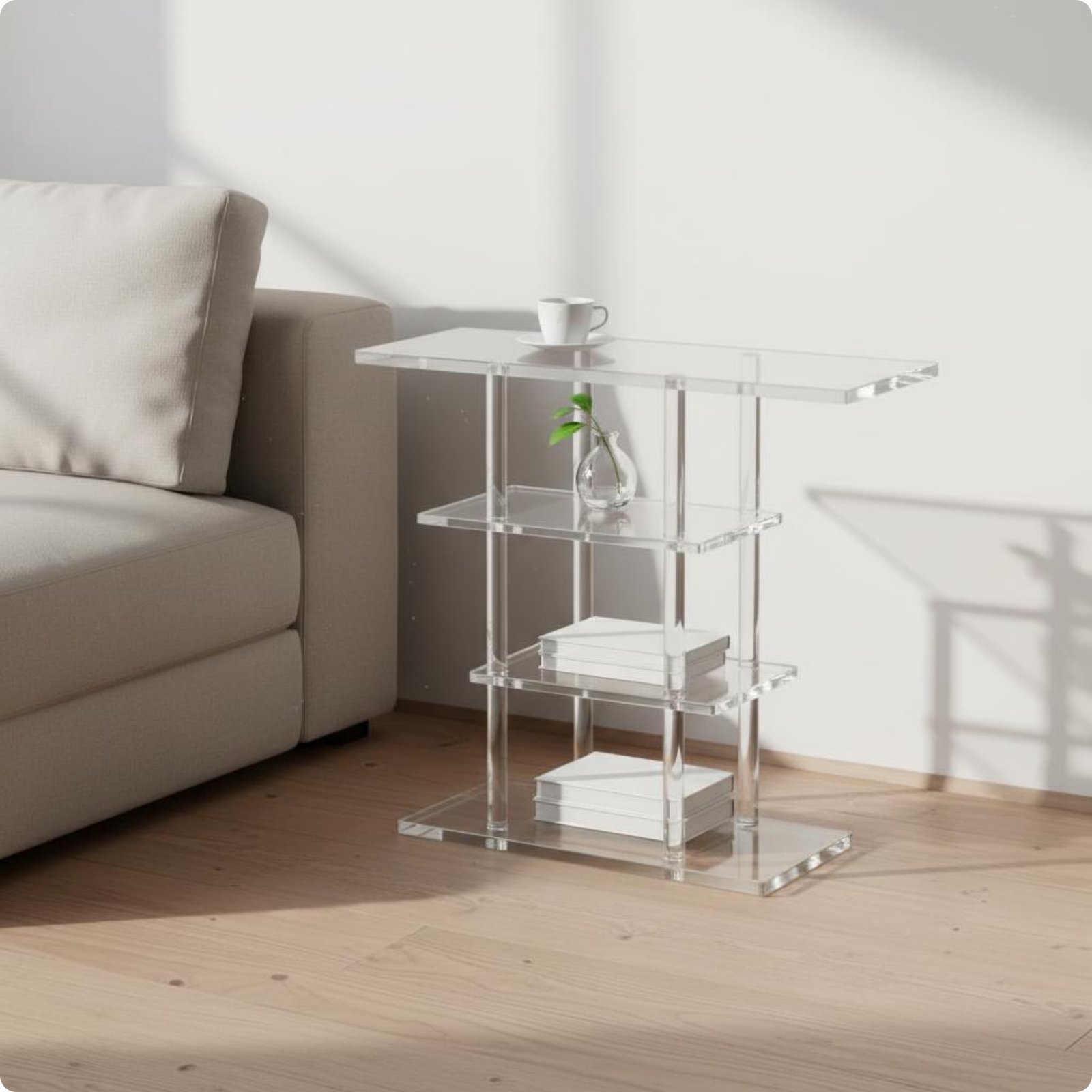 4 Tier Acrylic Nightstand Transparent Design Home Furniture Modern for Bathroom