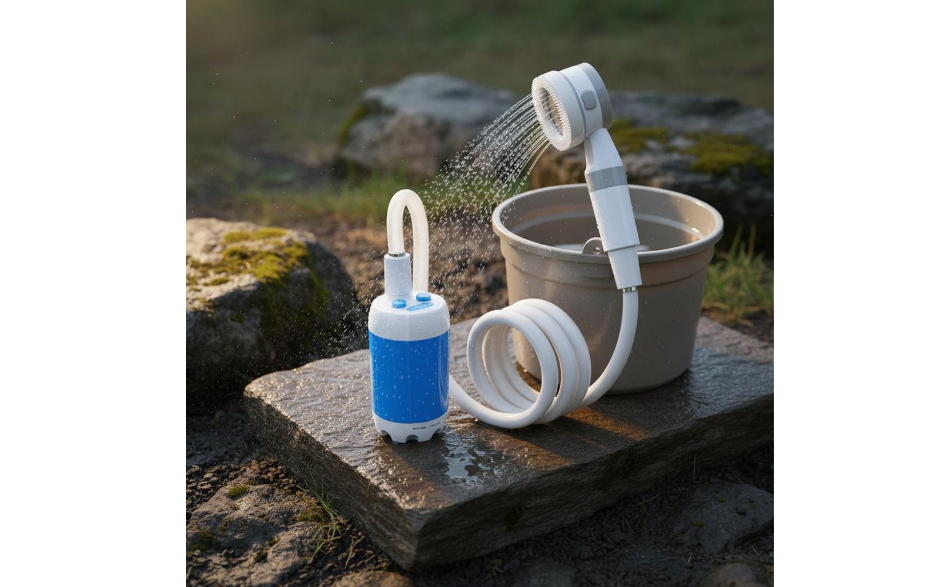 Battery Shower Pump Rechargeable Mobile Shower Head Easy to Install for Students