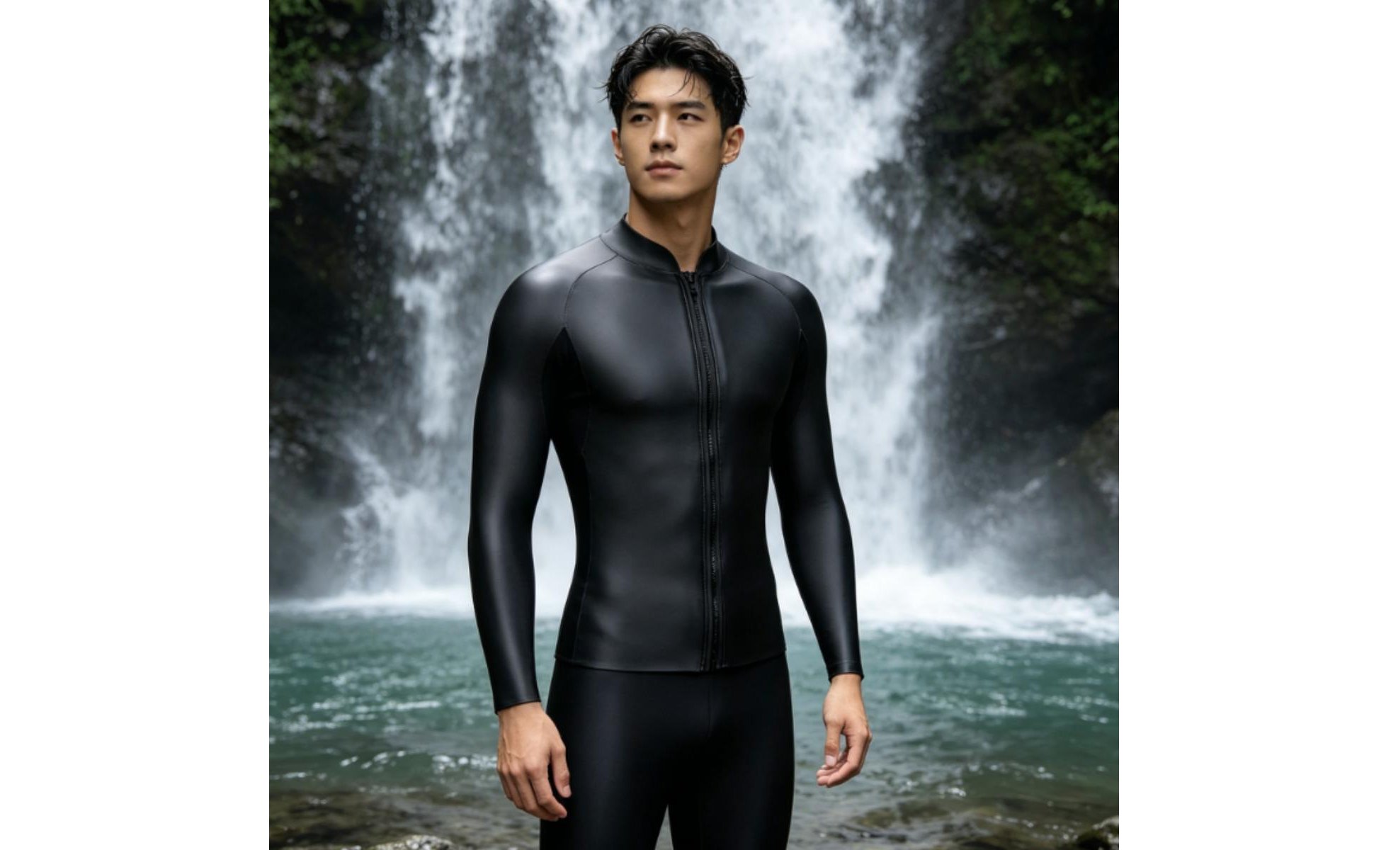 3mm Neoprene Wetsuit Top Glossy Skin Finish Long Sleeve Neoprene Top for Surfing