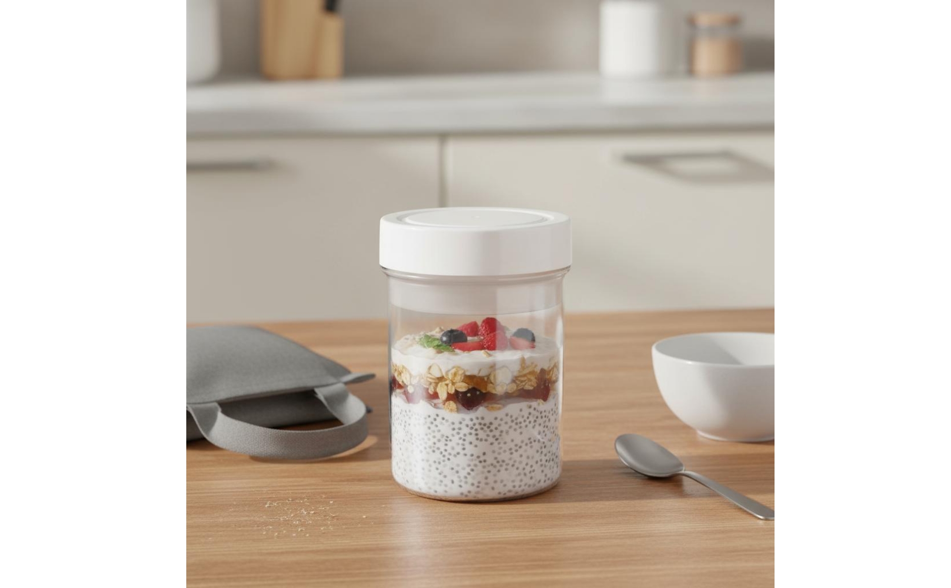 Salatdose Transparent zweistöckiger Vorratsbehälter mikrowellengeeignet für Büro