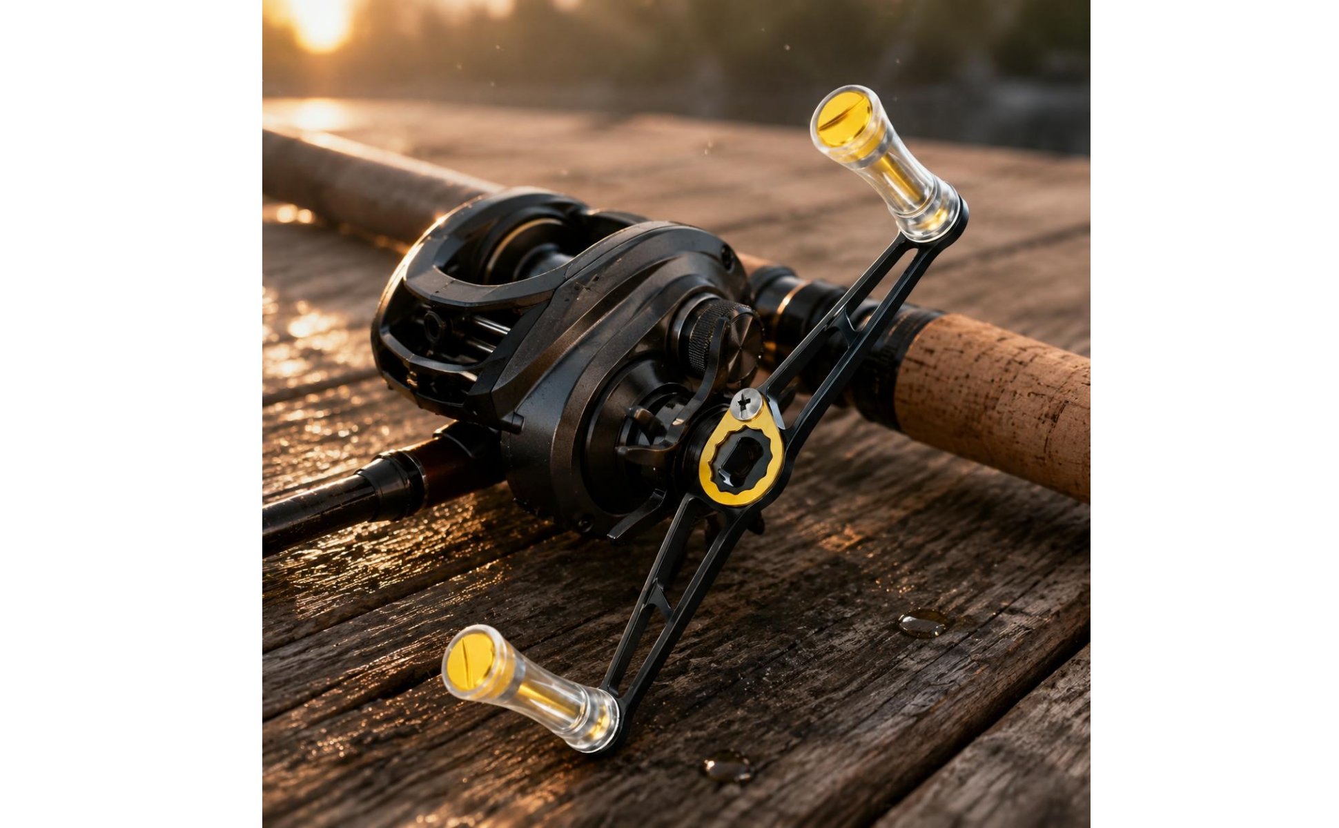 Reel Handle with Knobs Aluminum Alloy Baitcaster Replacement Handle