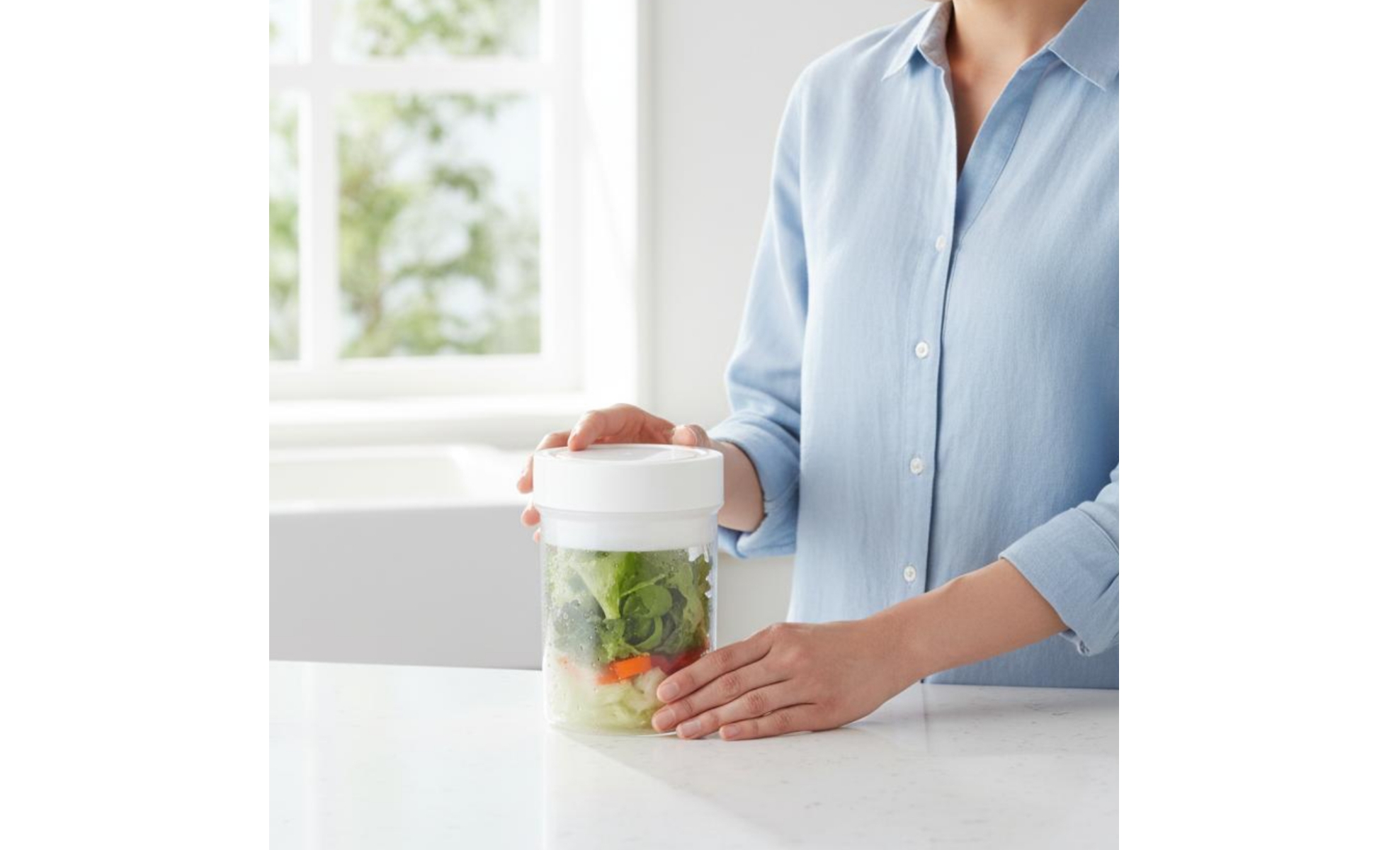 Salatdose Transparent zweistöckiger Vorratsbehälter mikrowellengeeignet für Büro