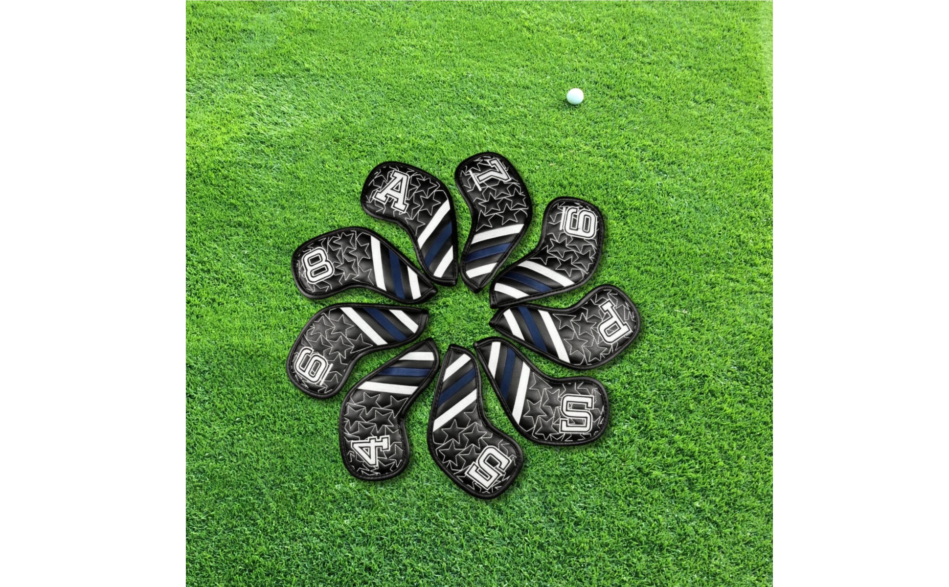 Golf Club Head Cover Embroidered Star Padded Golf Head Cover Striped Panels