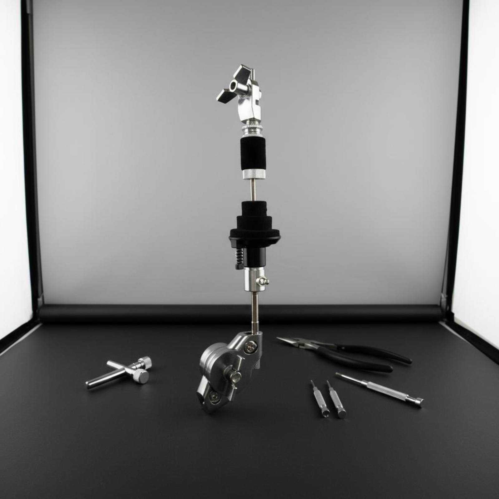 Distant Hi-Hat Holder Adjustable Instrument Part Black and Silver