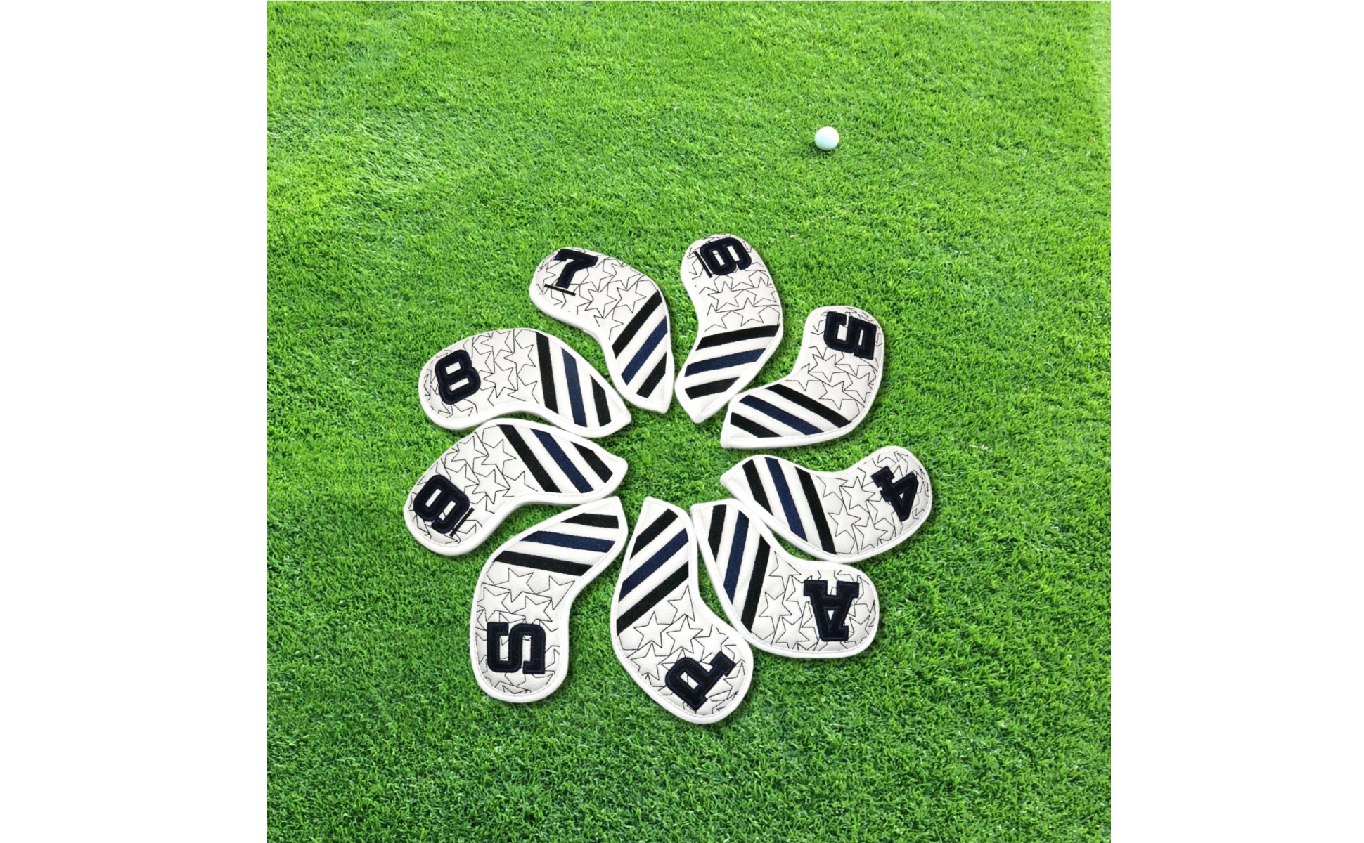 Golf Club Head Cover Embroidered Star Padded Golf Head Cover Striped Panels