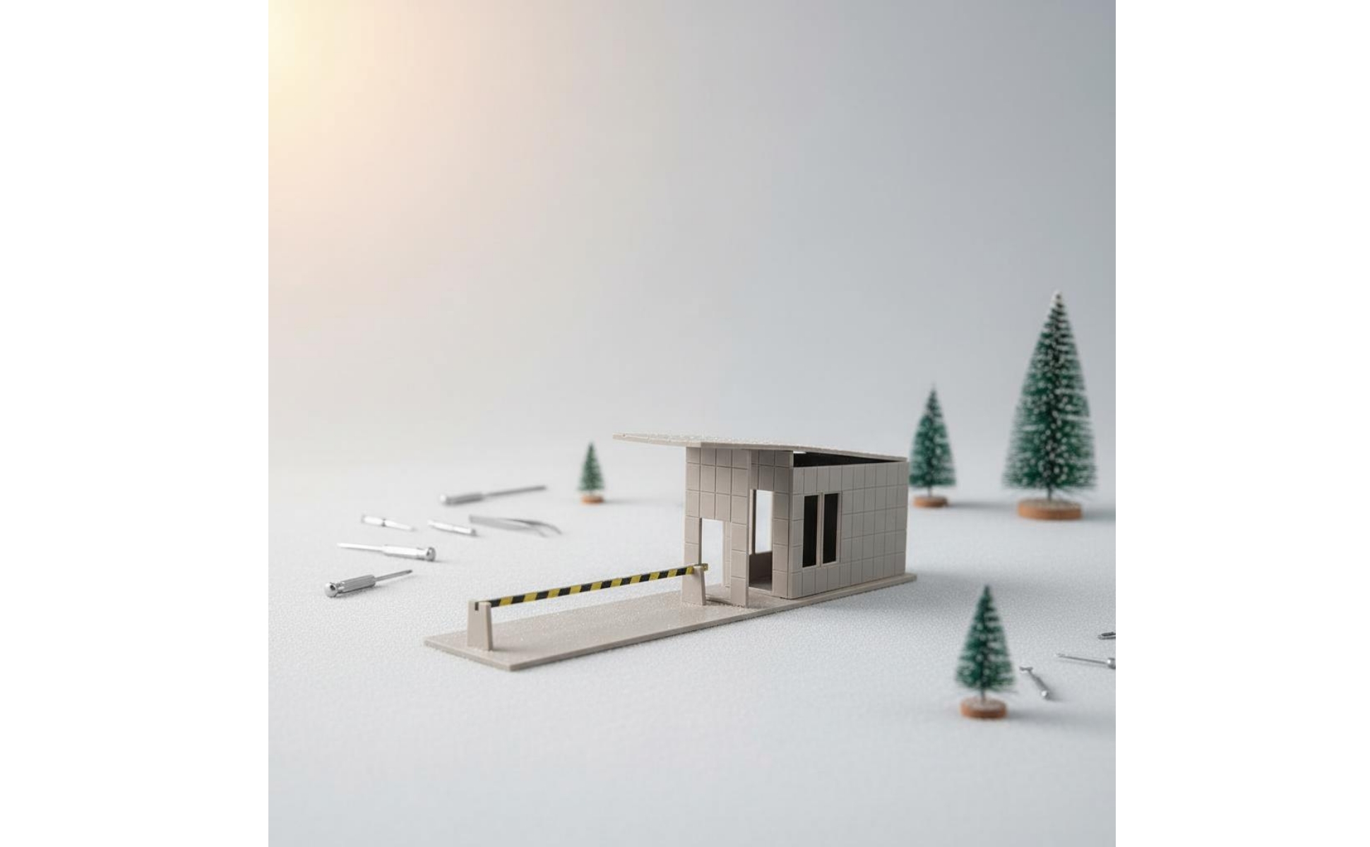 Security Booth Model Glue Free Guard House Miniature Easy Assembly