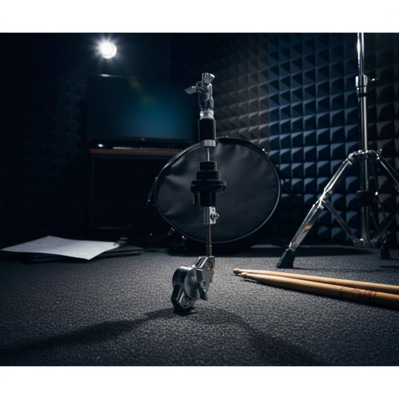 Distant Hi-Hat Holder Adjustable Instrument Part Black and Silver