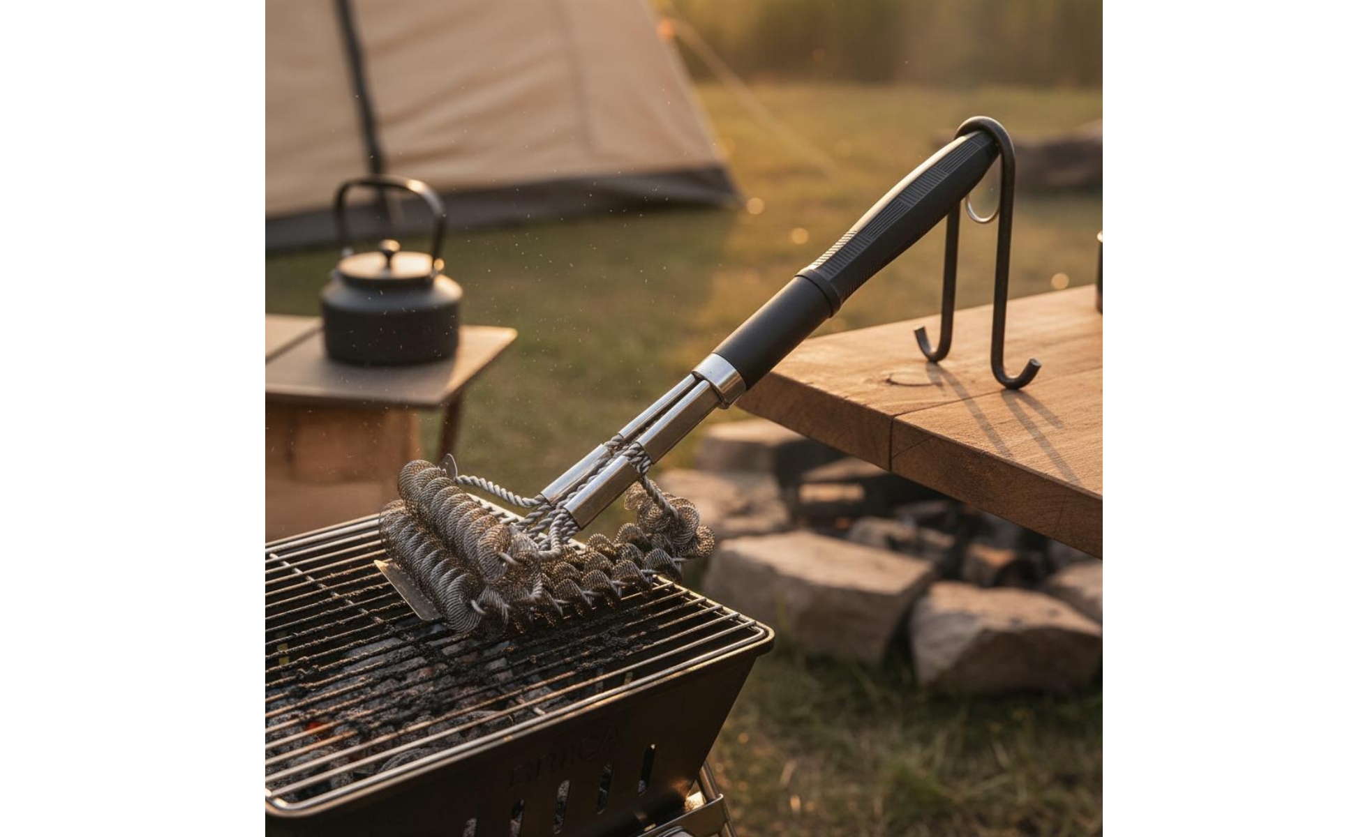 Coiled Coil Grill Brush Heavy Duty Double Spiral Grill Brush Lint Non-Shedding