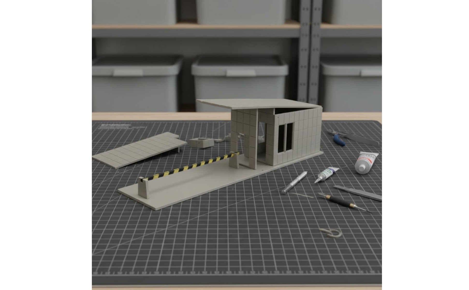 Security Booth Model Glue Free Guard House Miniature Easy Assembly