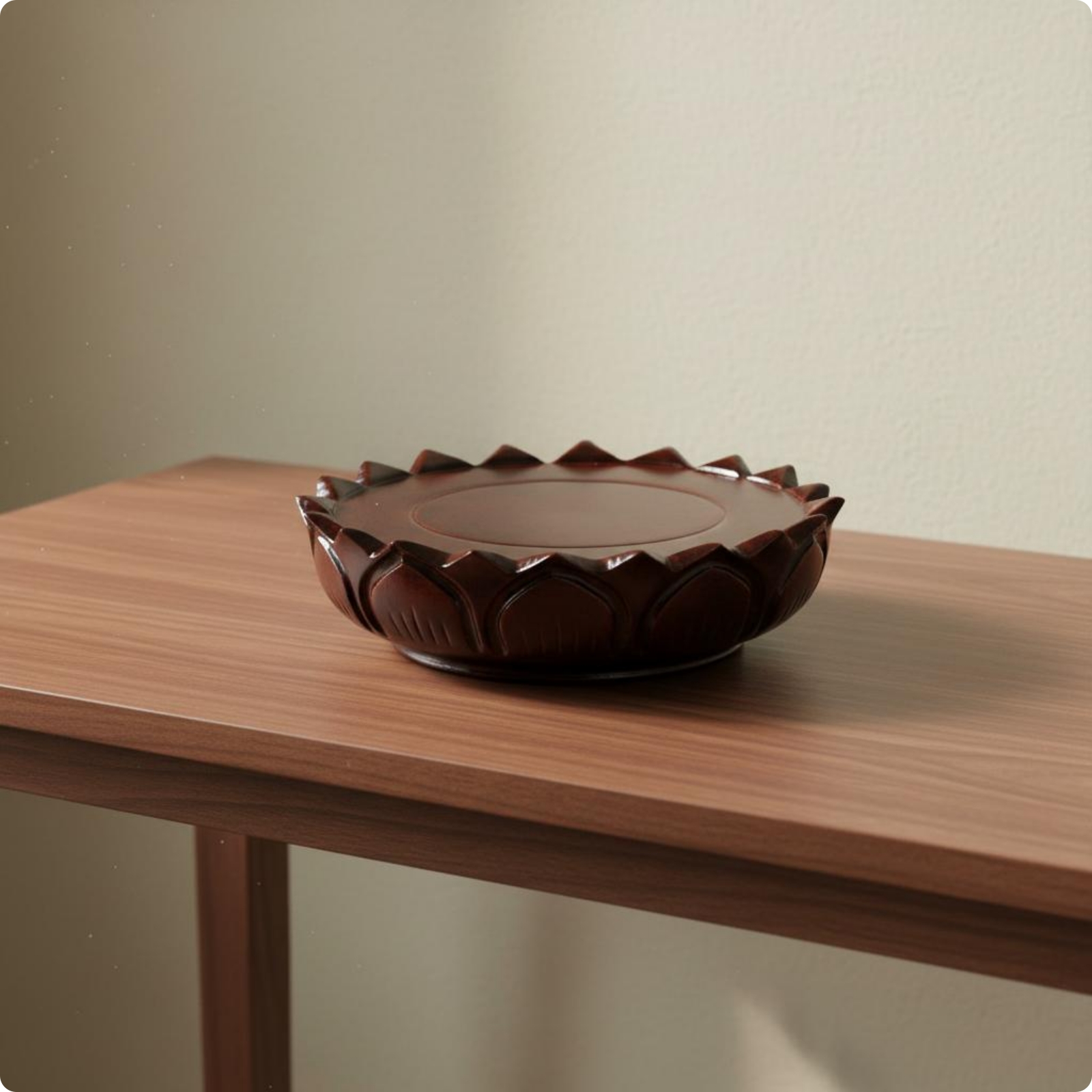 Wooden Lotus Pedestal Multi-Use Lotus Base Stand Grooved Top for Altar, Surface