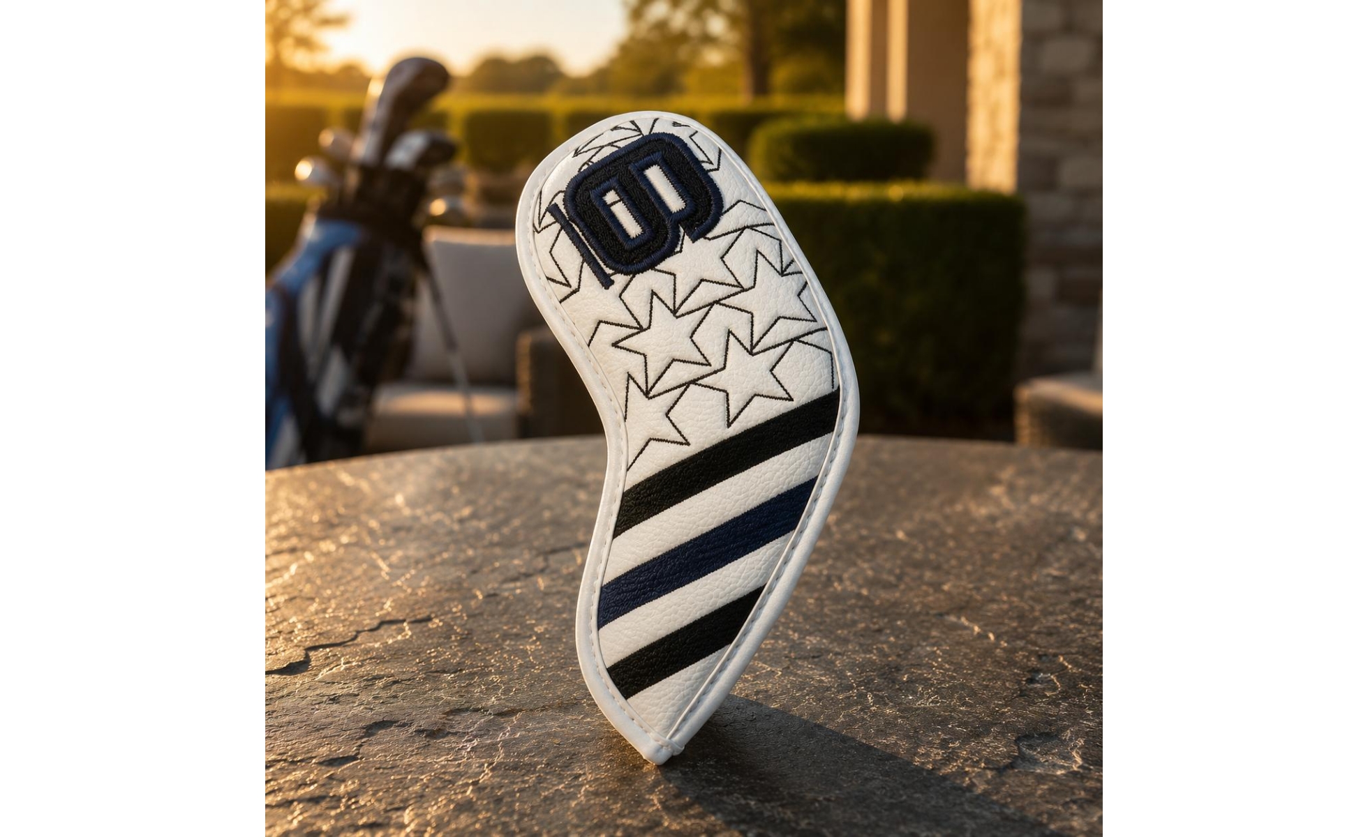 Golf Club Head Cover Embroidered Star Padded Golf Head Cover Striped Panels