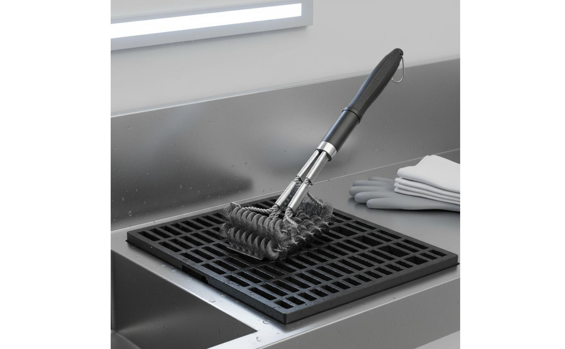 Coiled Coil Grill Brush Heavy Duty Double Spiral Grill Brush Lint Non-Shedding
