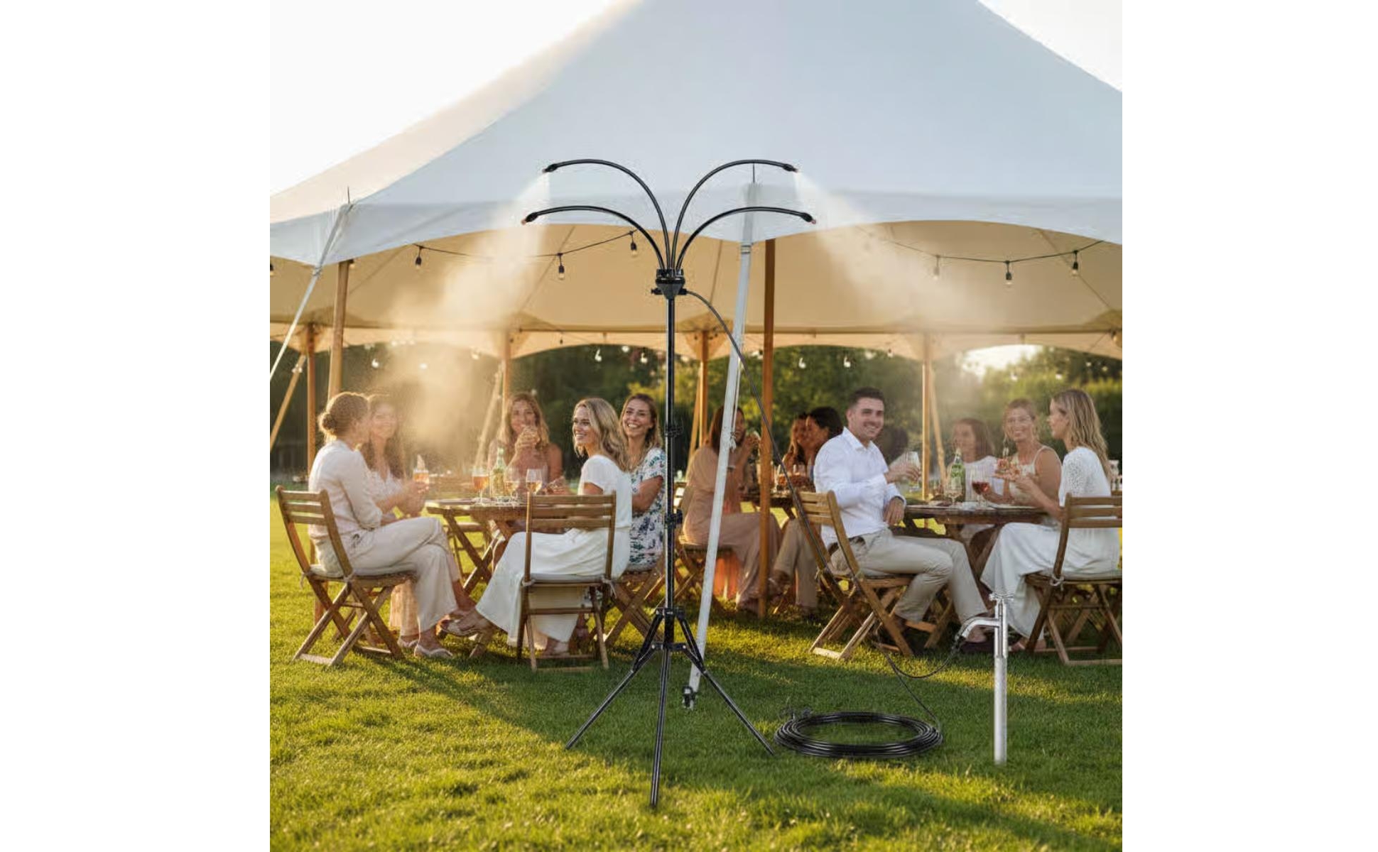 Tripod Misting System Multi-Outlet Garden Misting Spray System Curved Arms