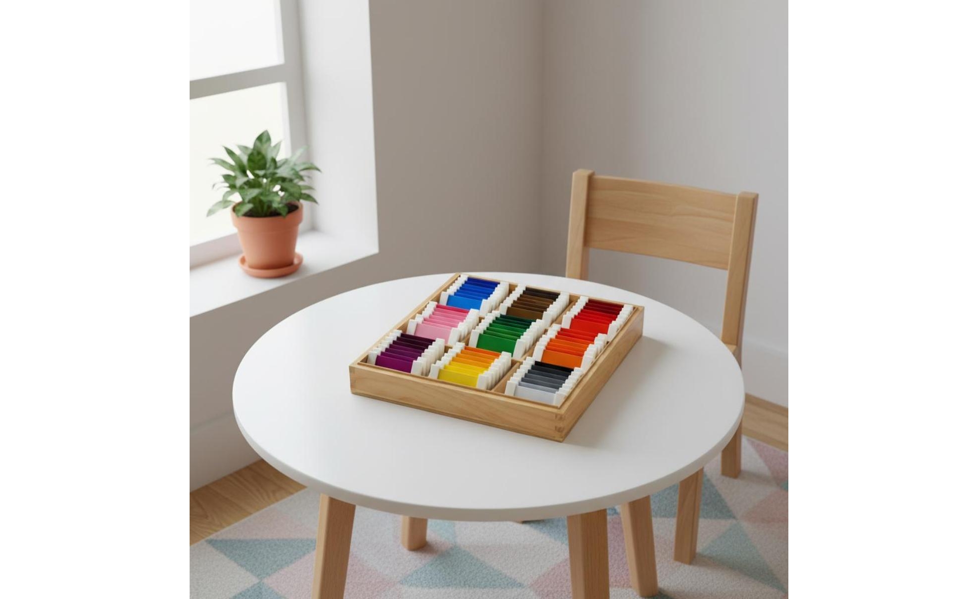 Educational Color Matching Toy Graduated Colors Wooden Color Tablet Set