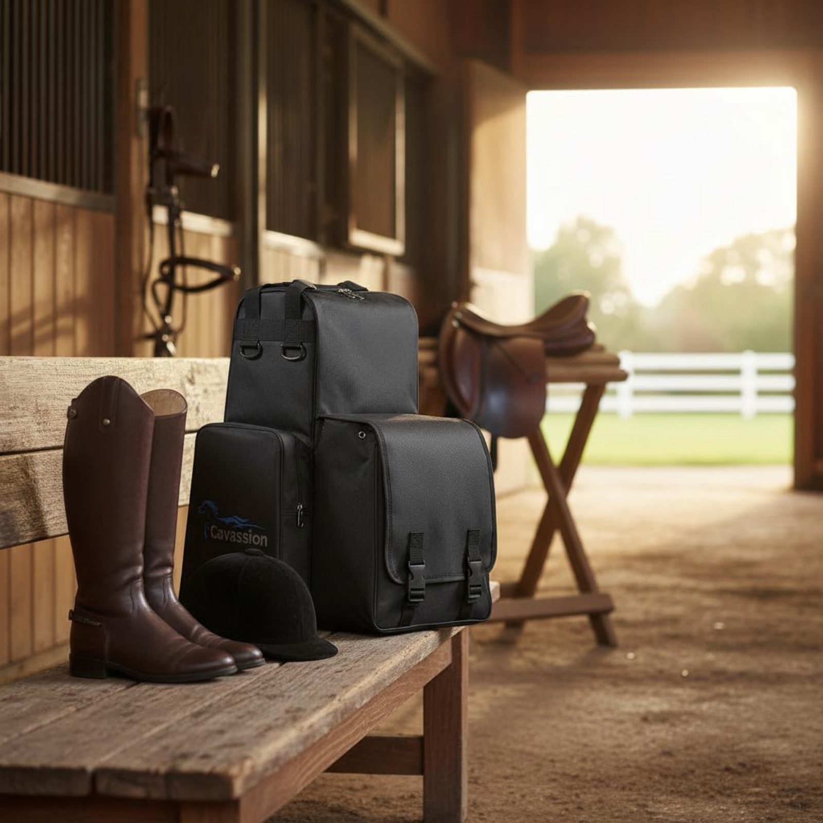3 Taschen Stiefel und Helmtasche Tragbar Stiefel-Helmtasche für Turnier - Produktbild 1