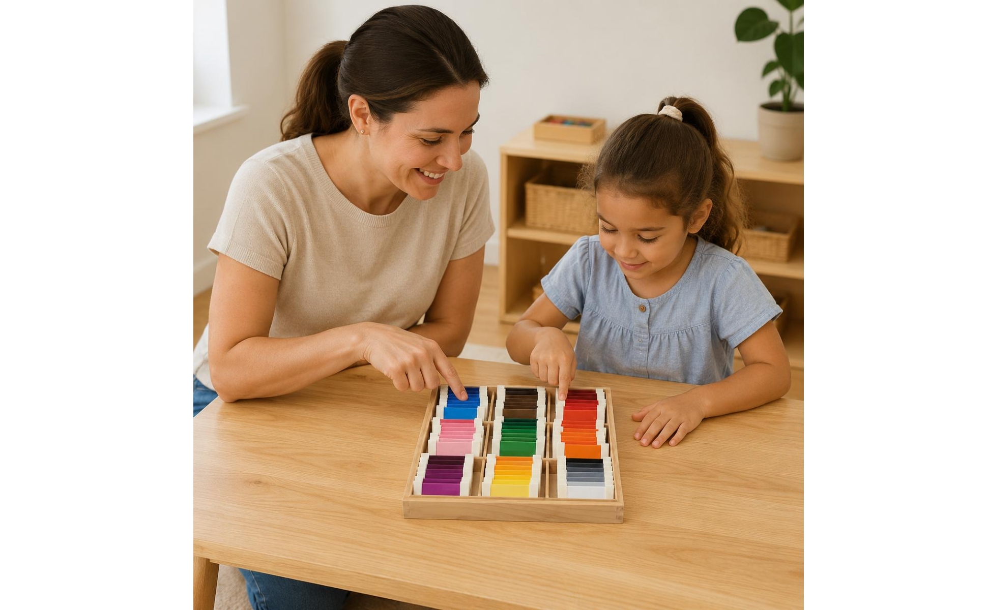 Educational Color Matching Toy Graduated Colors Wooden Color Tablet Set