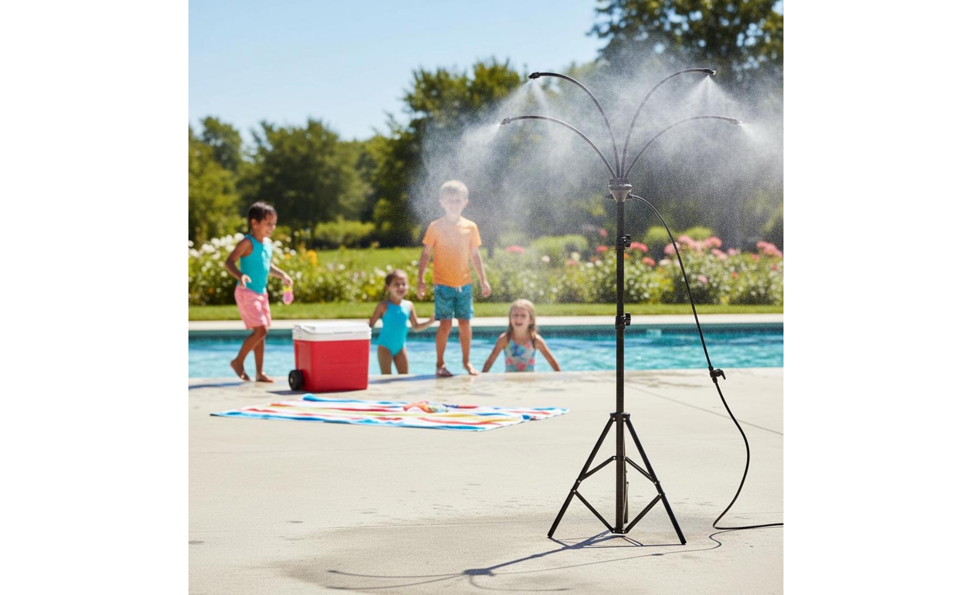 Tripod Misting System Multi-Outlet Garden Misting Spray System Curved Arms