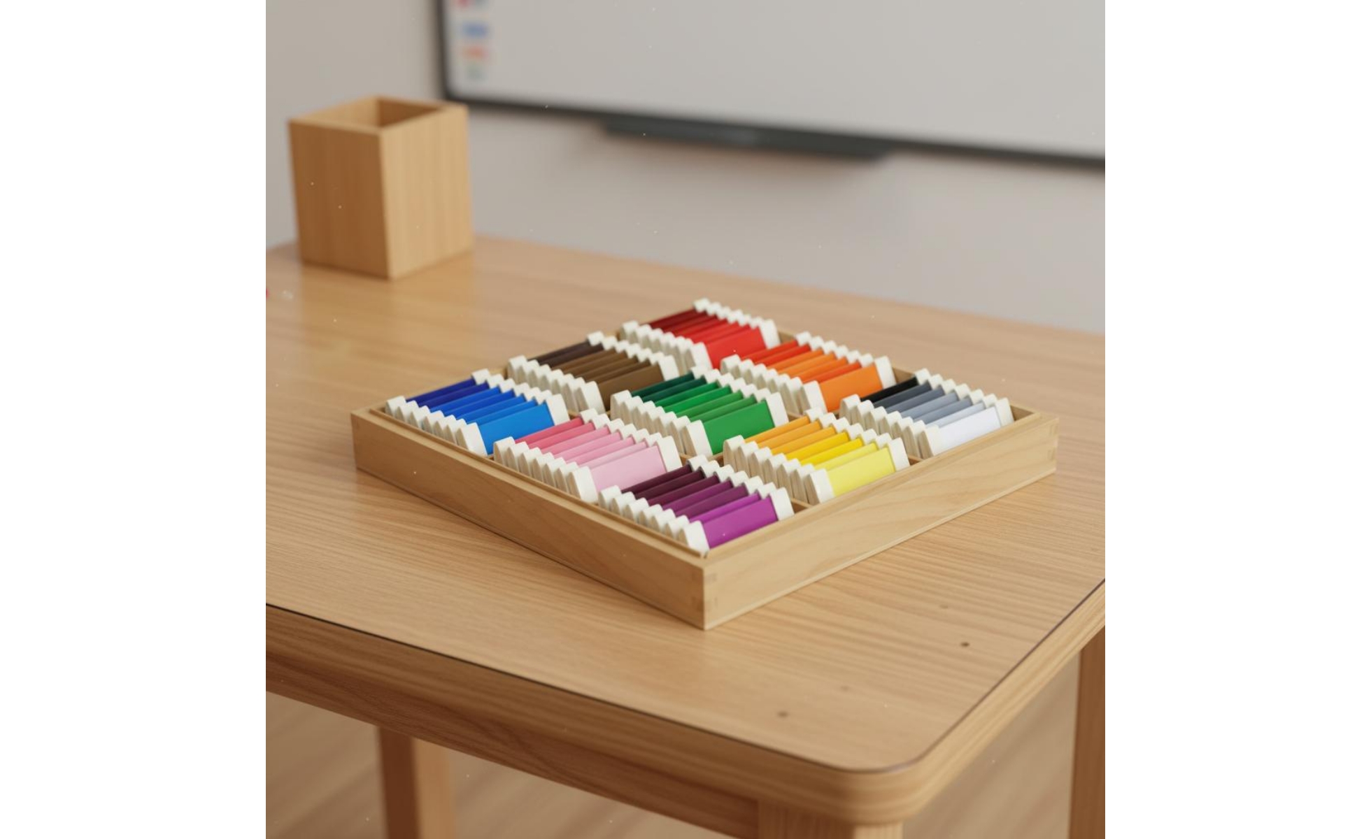 Educational Color Matching Toy Graduated Colors Wooden Color Tablet Set