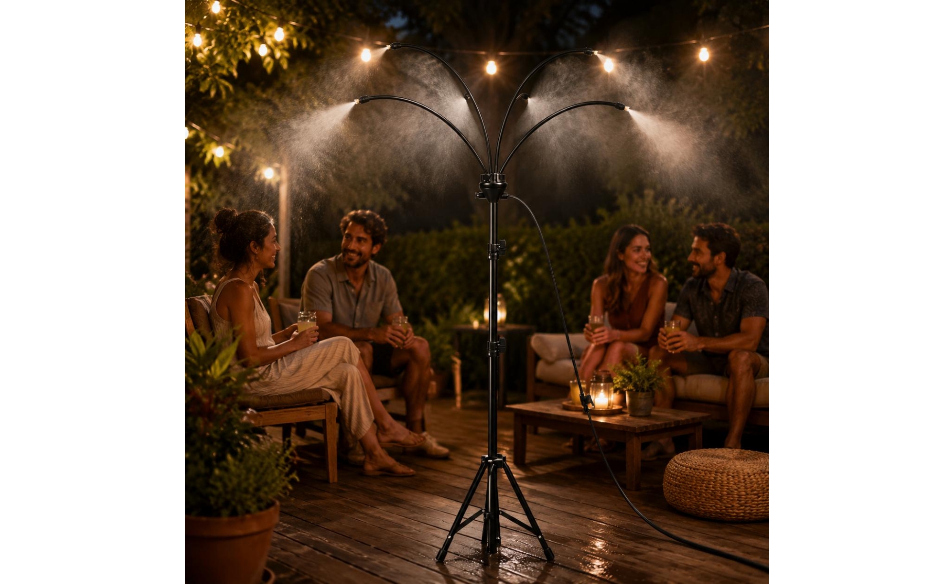 Tripod Misting System Multi-Outlet Garden Misting Spray System Curved Arms
