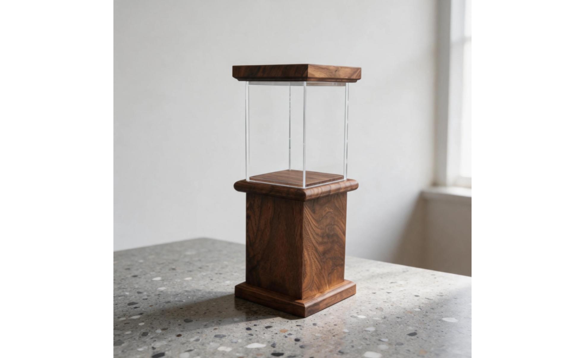 Dustproof Model Showcase Transparent Cover Figurine Display Case Wooden Base