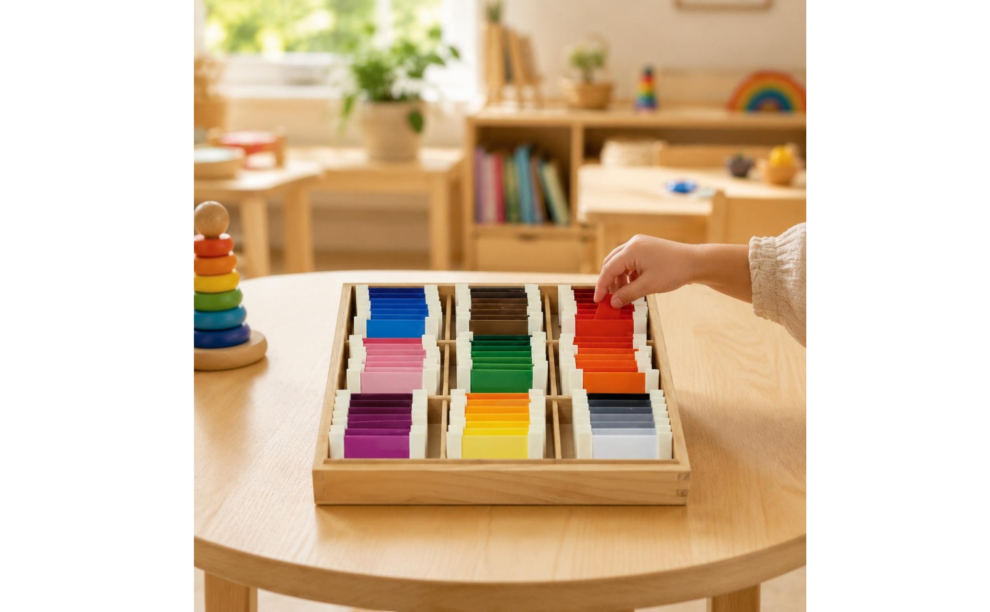 Educational Color Matching Toy Graduated Colors Wooden Color Tablet Set