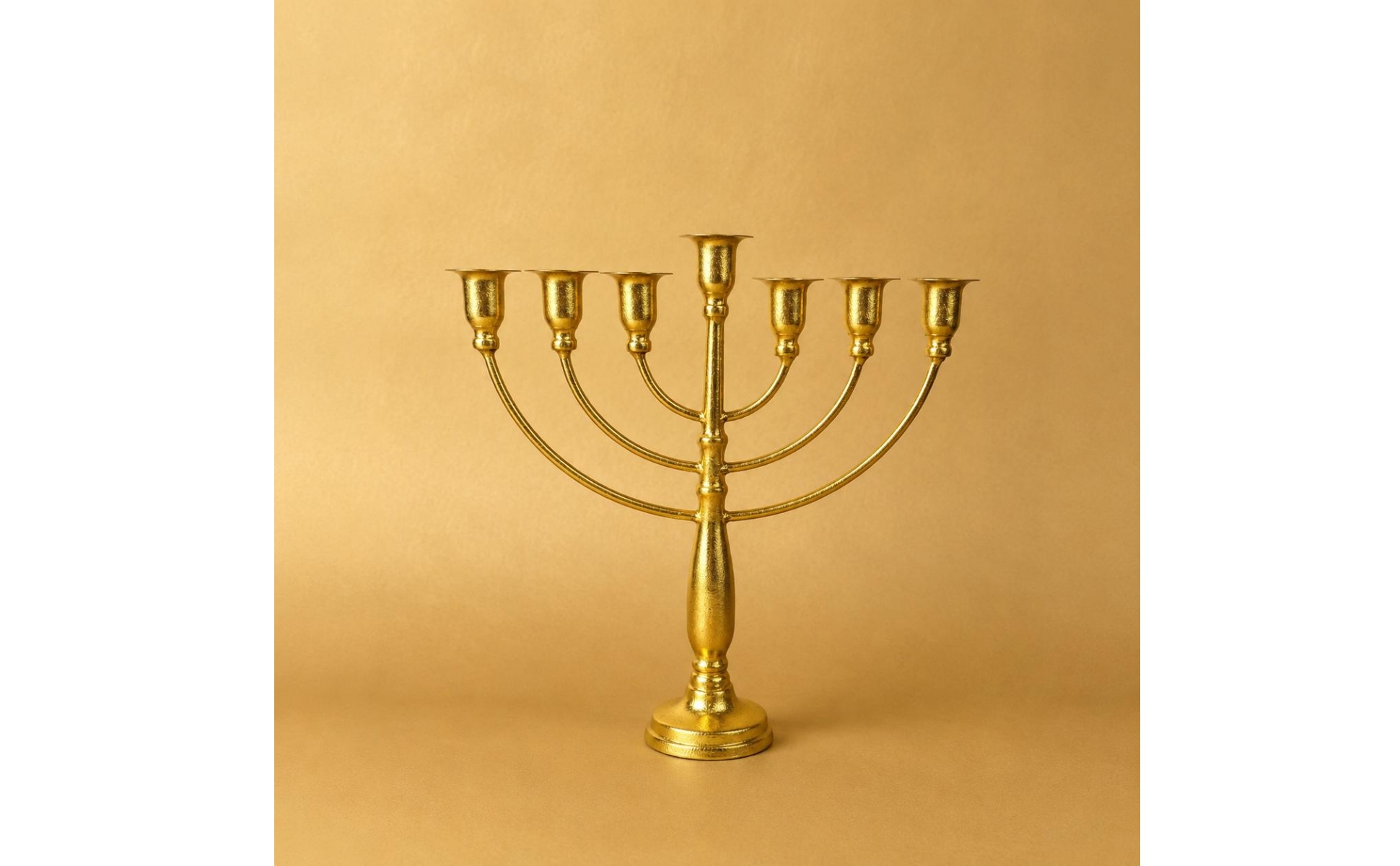 Chanukka-Leuchter Retro 9-Armiger Menora-Leuchter Goldfarben für Tischmitte