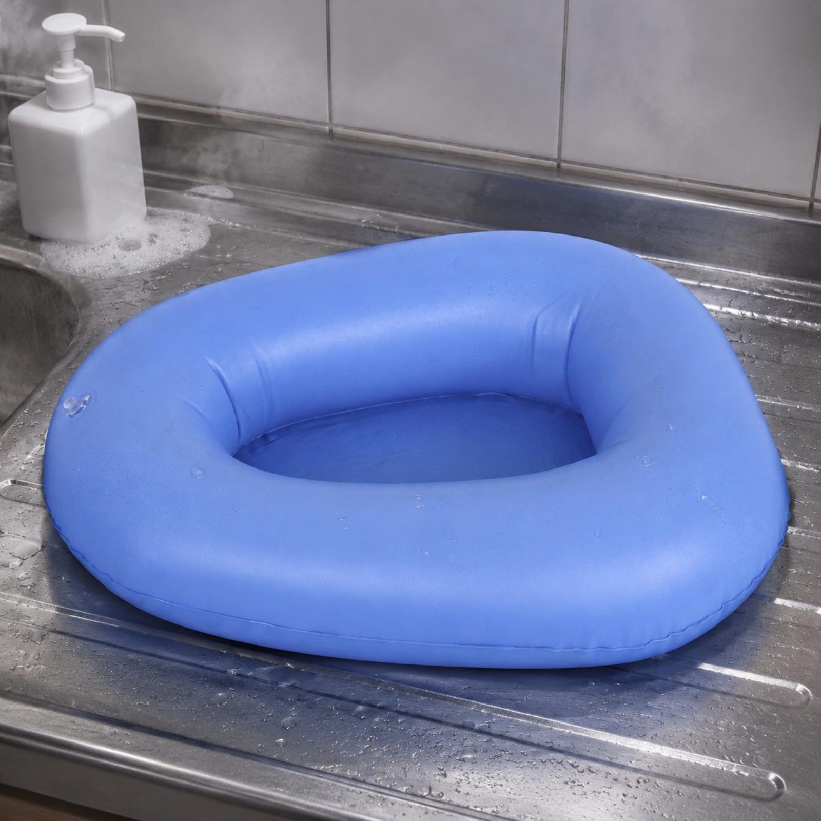 Aufblasbare Bettpfanne leicht zu reinigen Bettpfanne mit Pumpe oval für im Bett - Produktbild 5