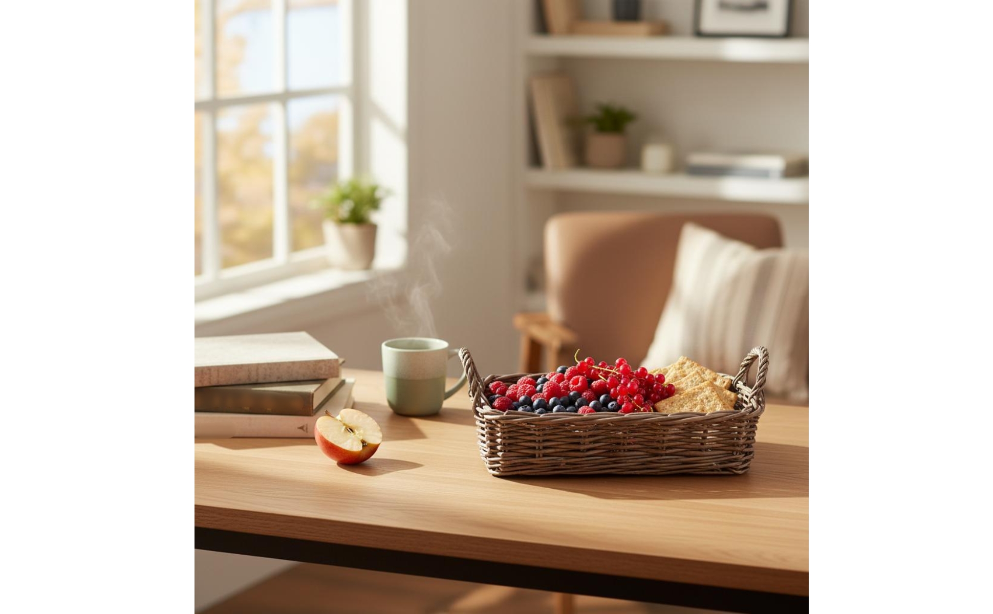 Rectangular Wicker Basket Shallow Rectangular Tray Basket Airy Weave for Desk