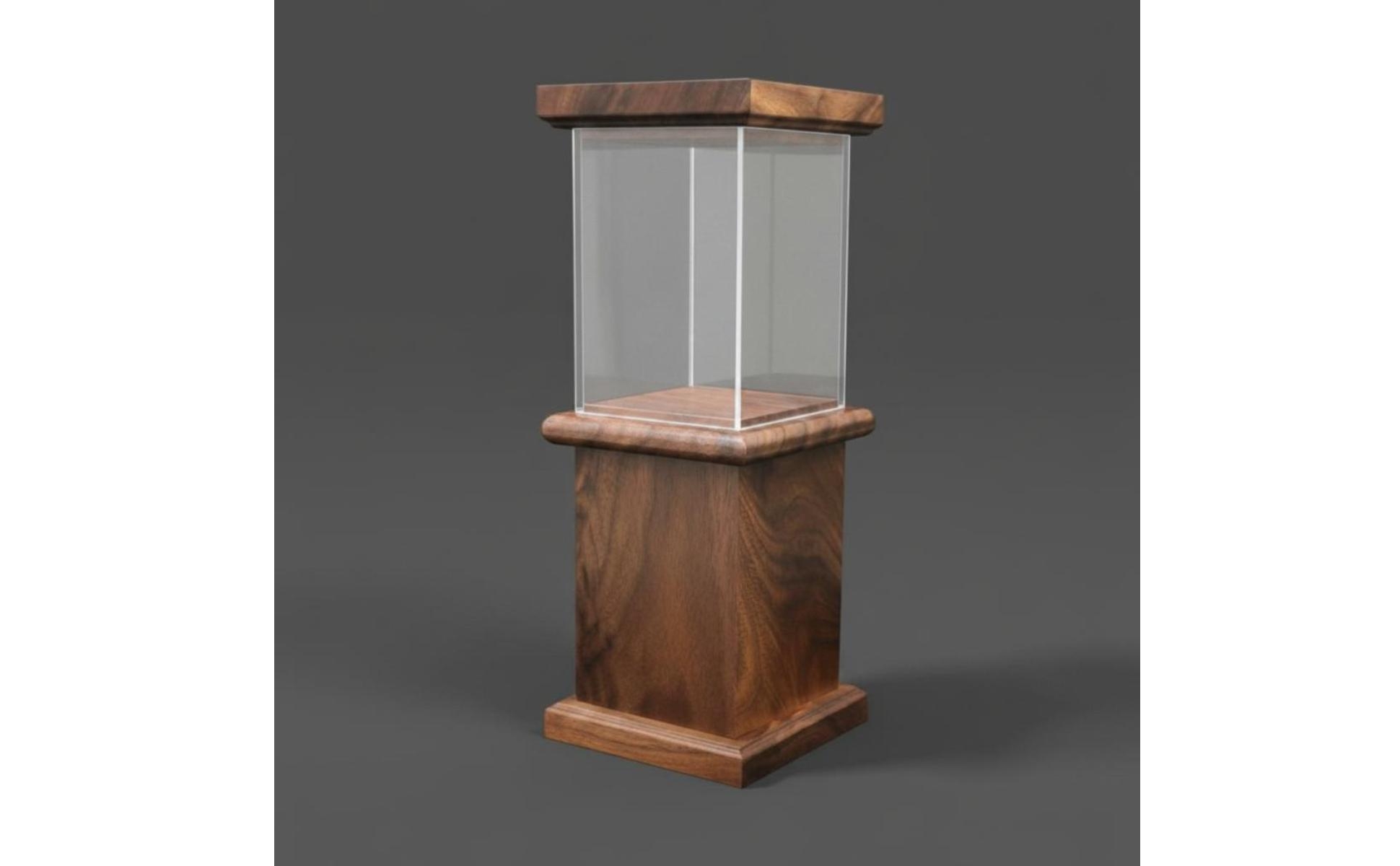 Dustproof Model Showcase Transparent Cover Figurine Display Case Wooden Base