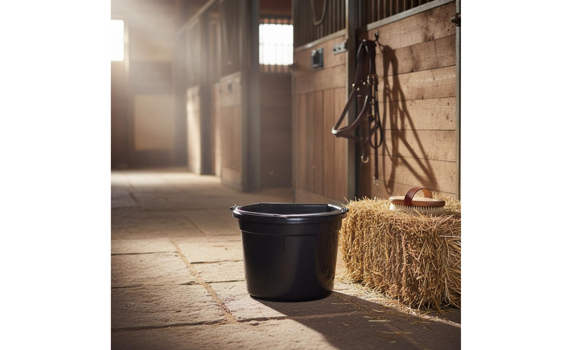 Flat Back Feed Pail Metal Handle Horse Water Pail Heavy Duty for Stable