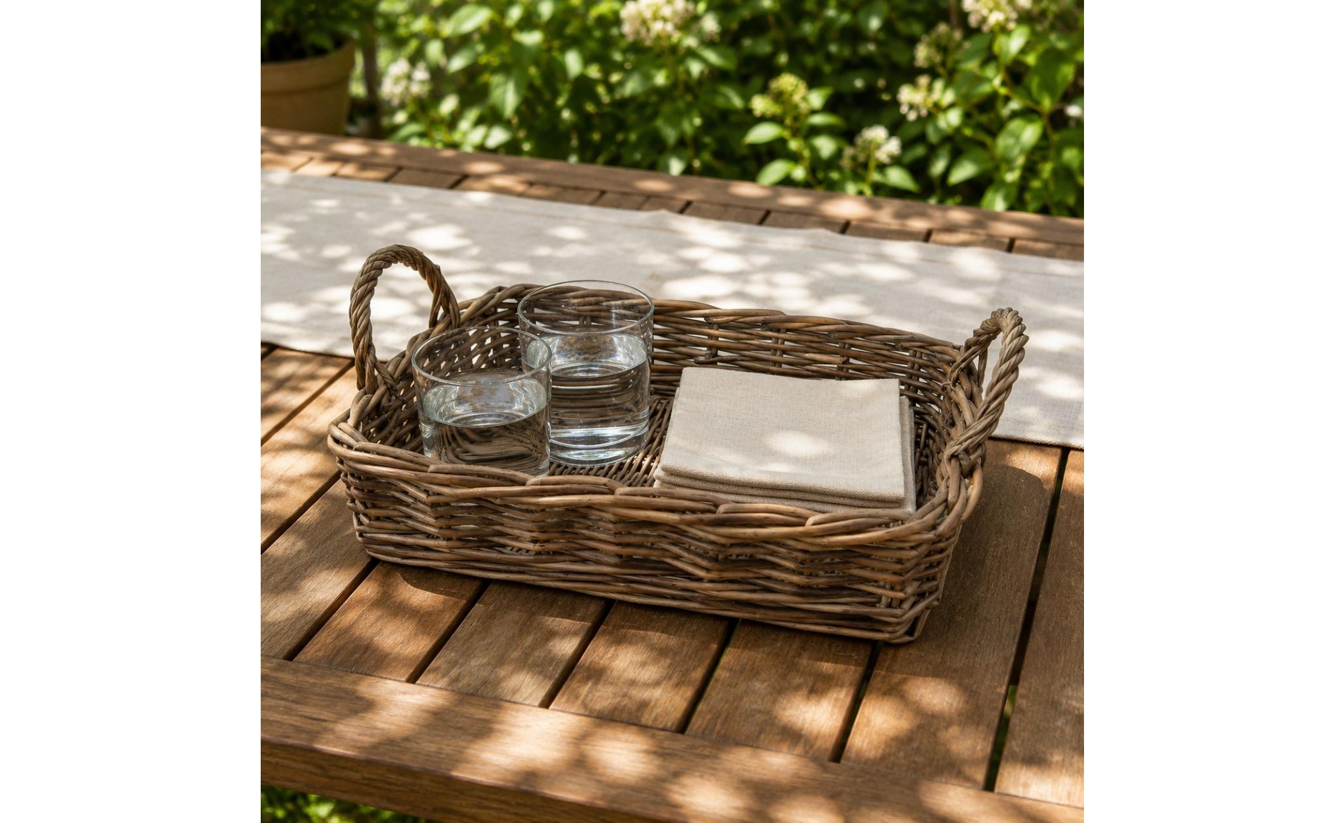 Rectangular Wicker Basket Shallow Rectangular Tray Basket Airy Weave for Desk