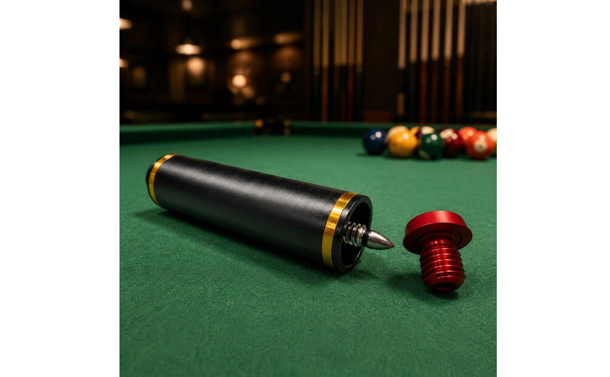 Aluminum Cue Extender Rubber Sleeve Threaded Cue Extender Metal Trim Rings