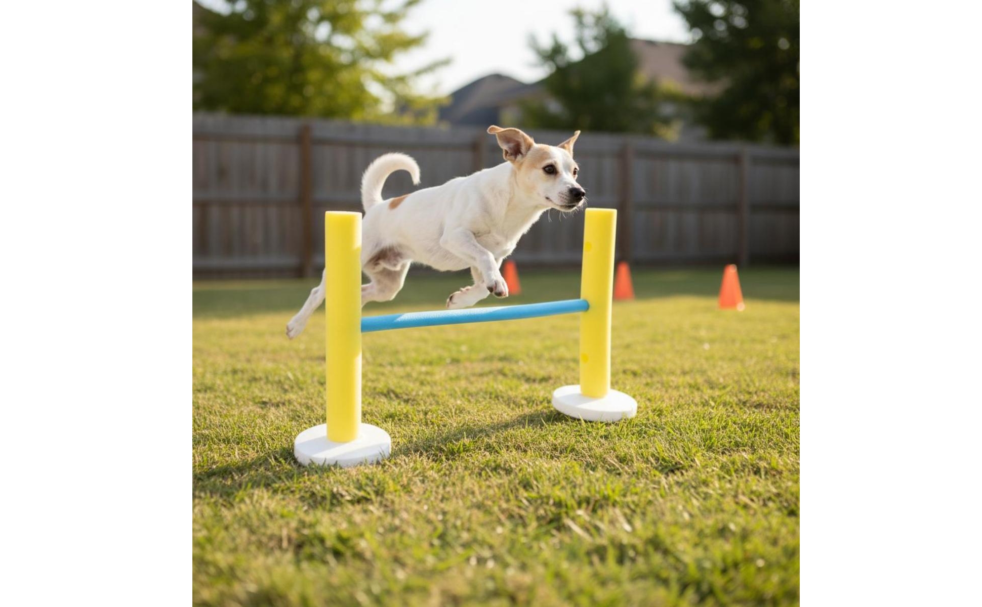 Parcours D'agilité Chien Bleu et Jaune Parcours Agilité Canine avec Bases Rondes