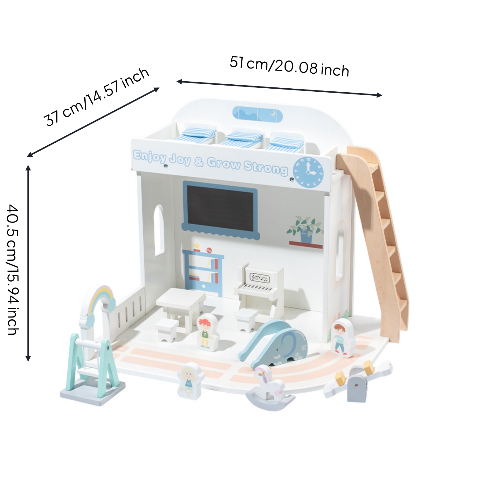 Wooden Dollhouse Light Decoration Play Doll House Open Design Wood Playset Dollhouse for Bedroom