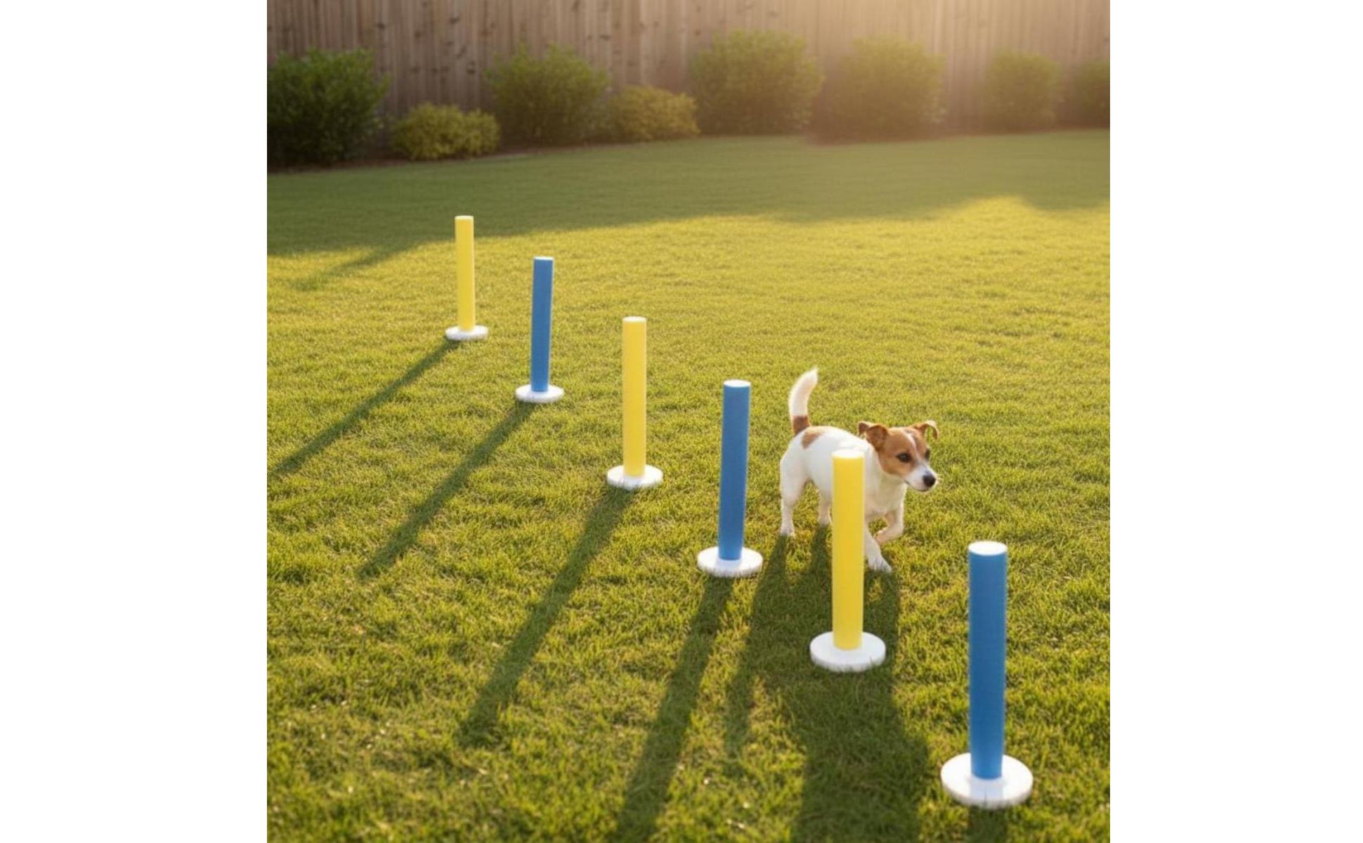 Parcours D'agilité Chien Bleu et Jaune Parcours Agilité Canine avec Bases Rondes