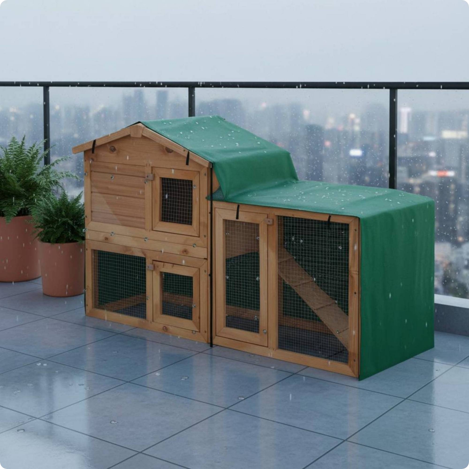 Peaked Roof Hutch Cover 210D Triangular Hutch Cover Oxford Cloth