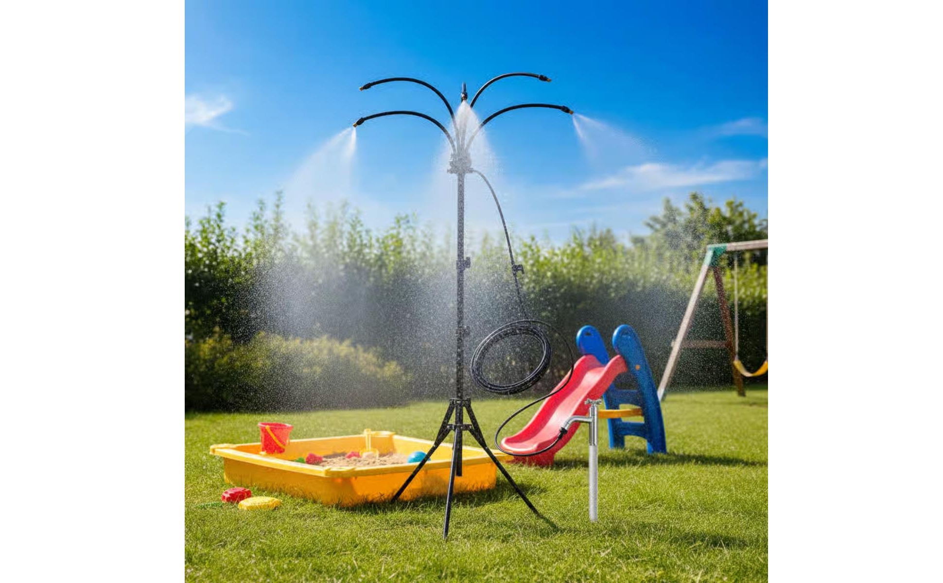 Tripod Misting System Multi-Outlet Garden Misting Spray System Curved Arms