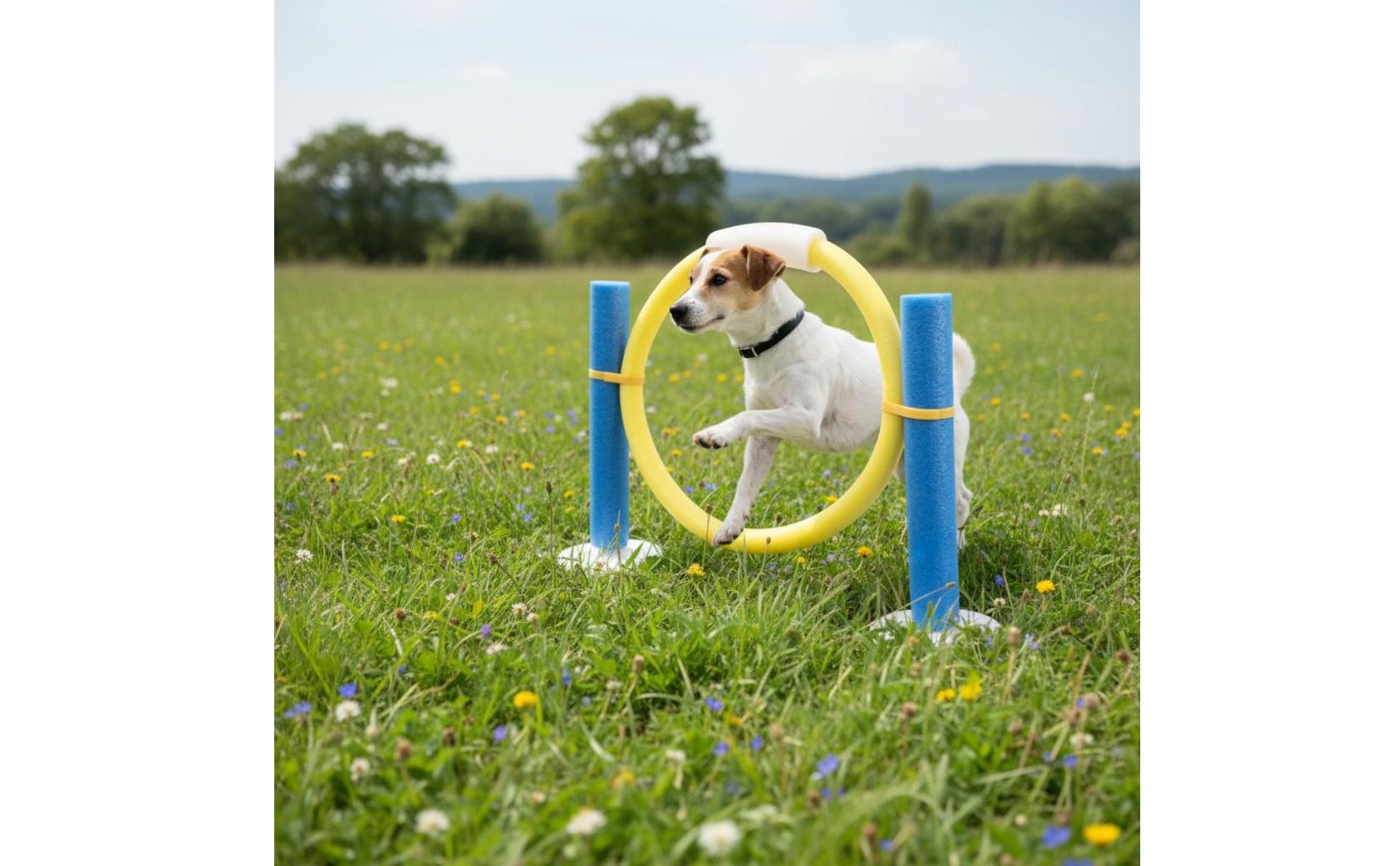 Parcours D'agilité Chien Bleu et Jaune Parcours Agilité Canine avec Bases Rondes