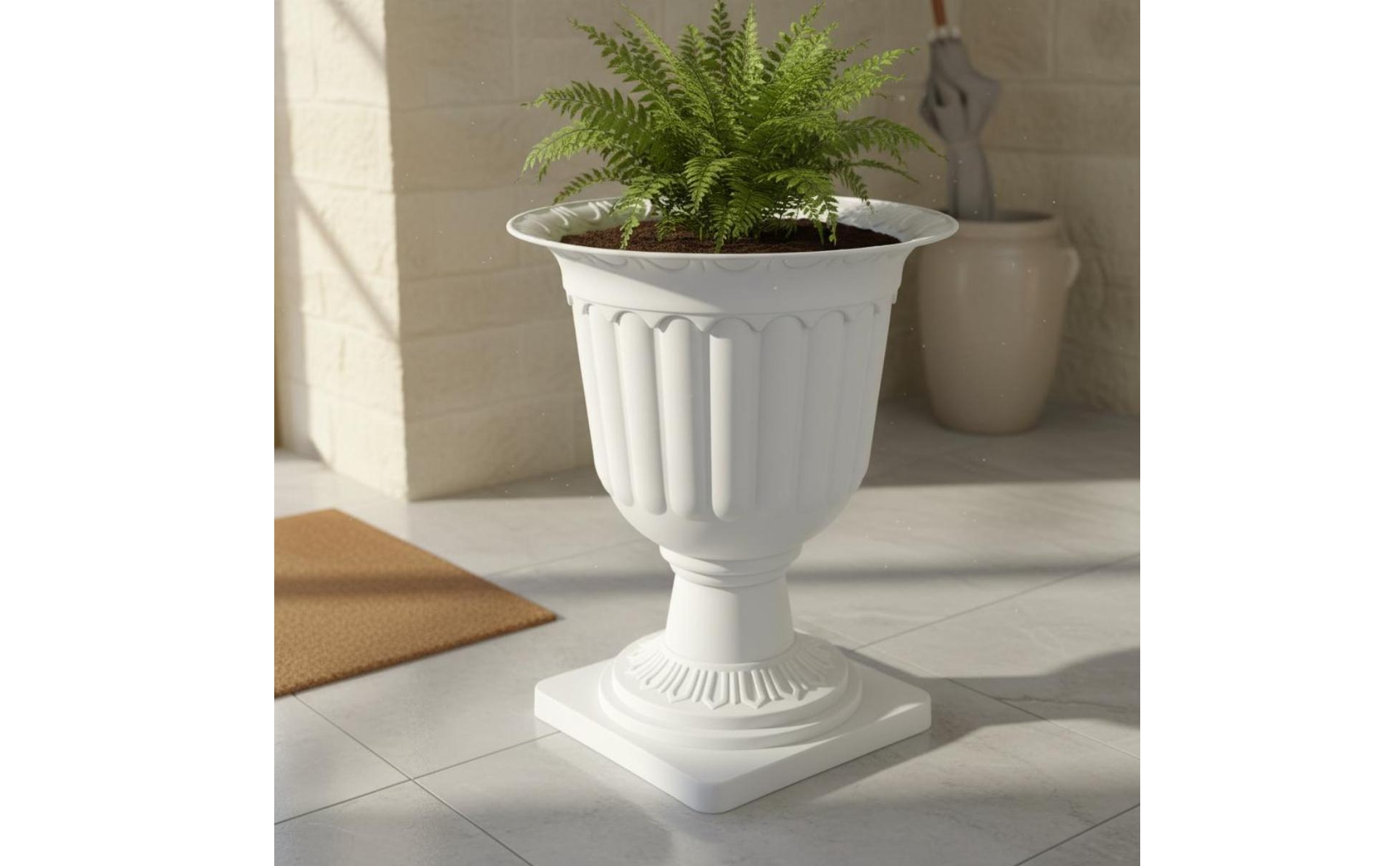 Large Round Pedestal Planter Raised Base Wide Mouth Footed Flower Pot Decorative